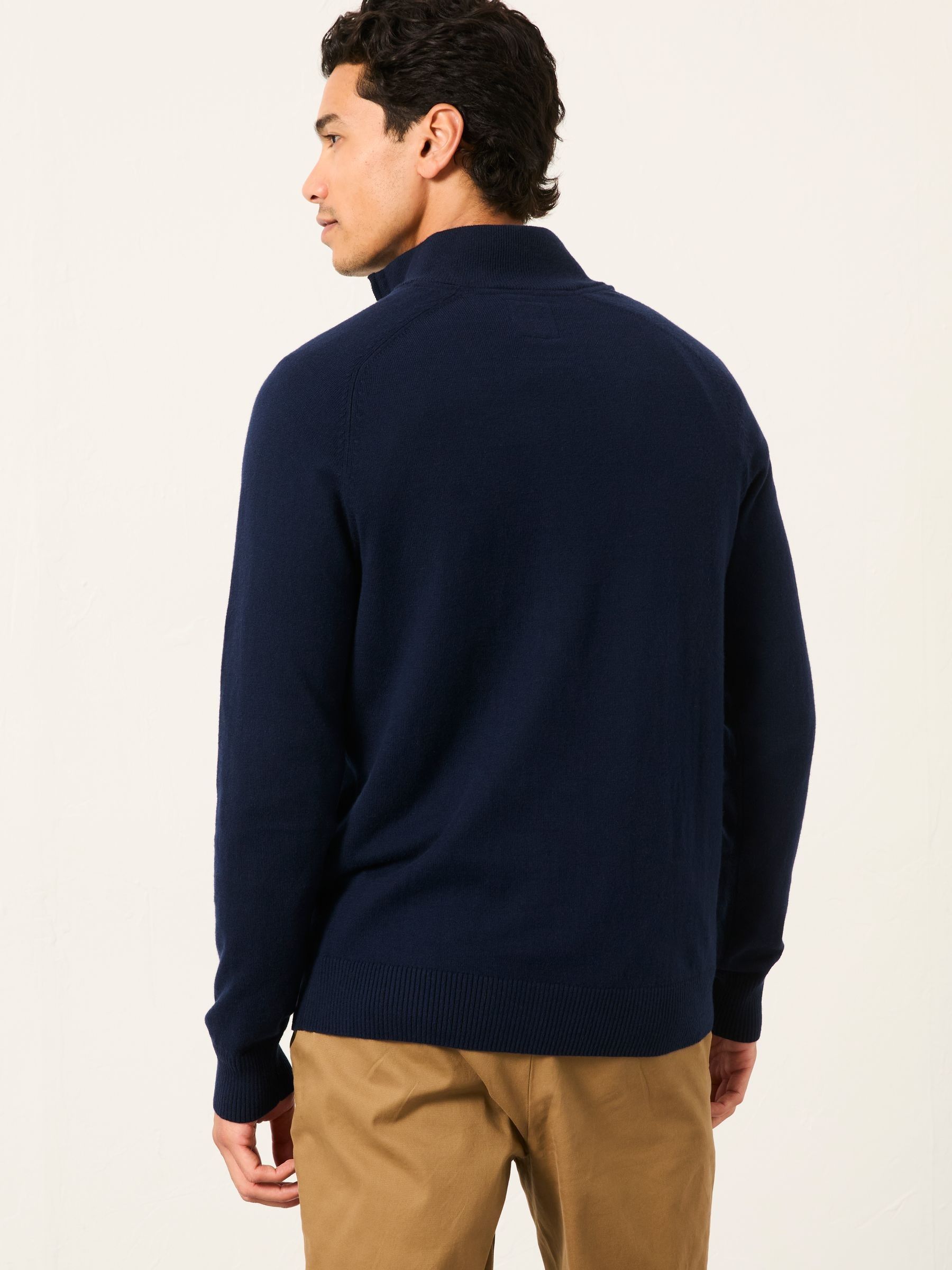 Rye Navy Quarter Neck Knitted Jumper | FatFace