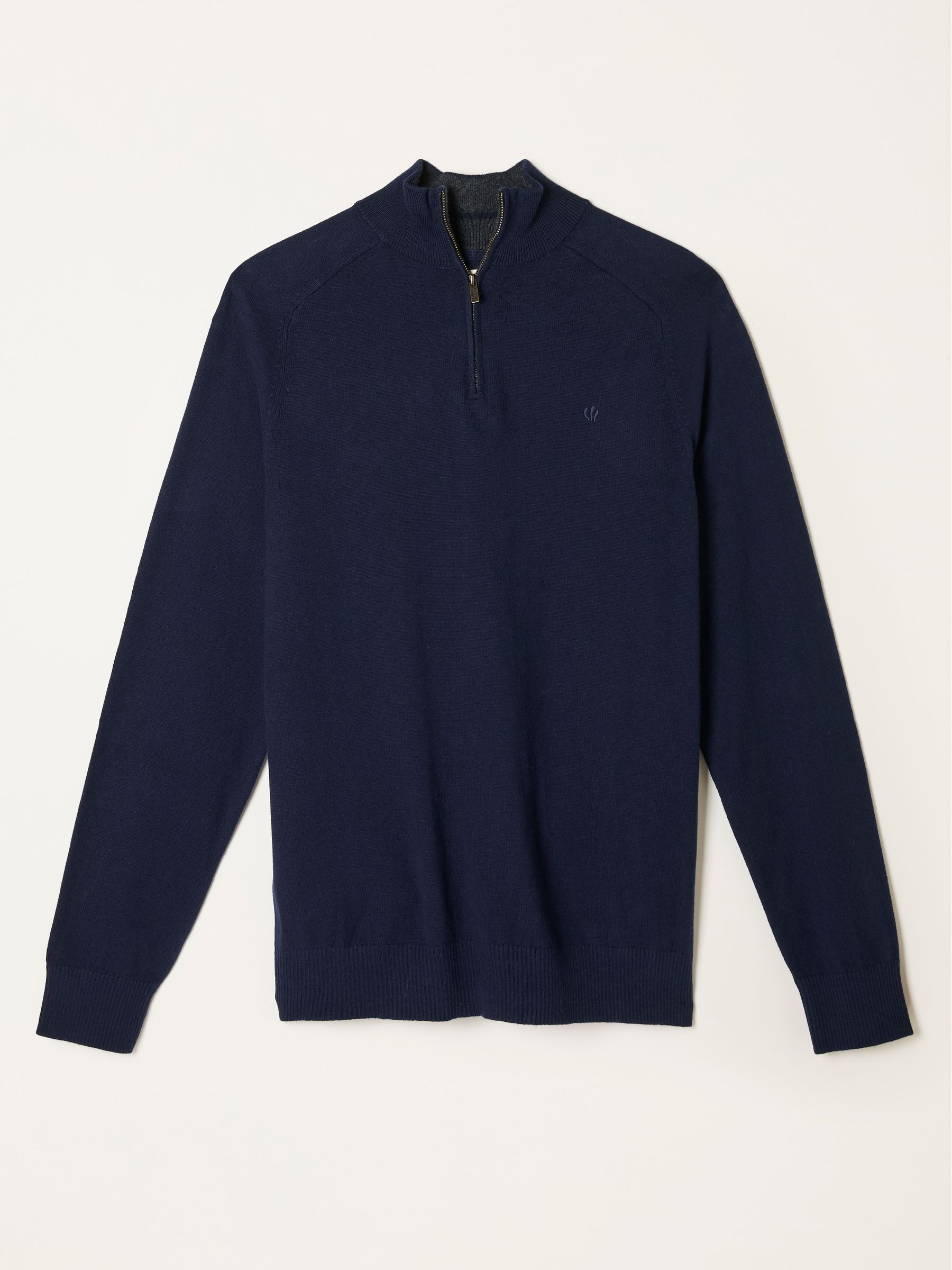 Rye Navy Quarter Neck Knitted Jumper | FatFace