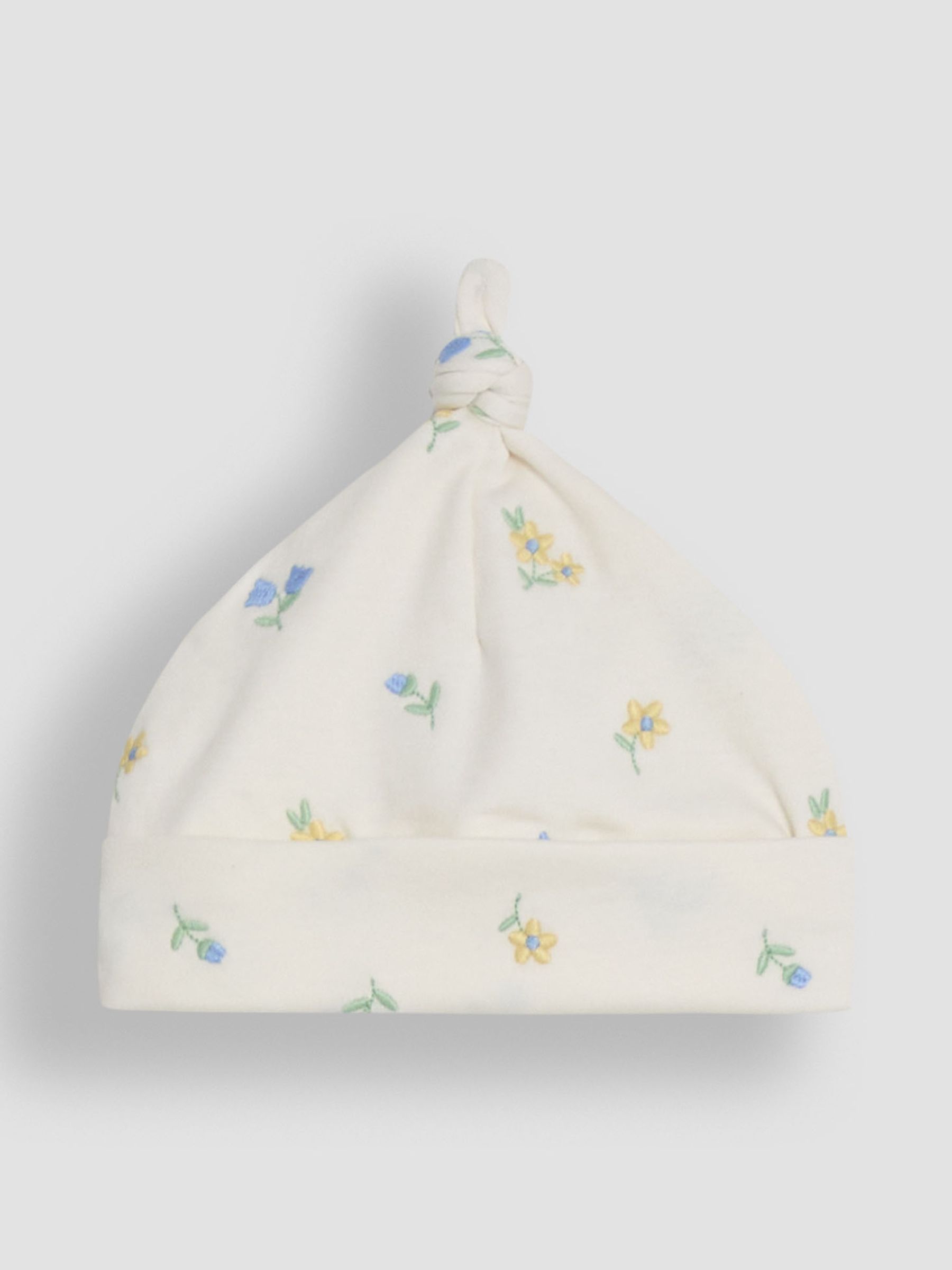 Cream 100% Organic Cotton Floral Embroidered Sleepsuit & Hat Set - Image 7 of 7
