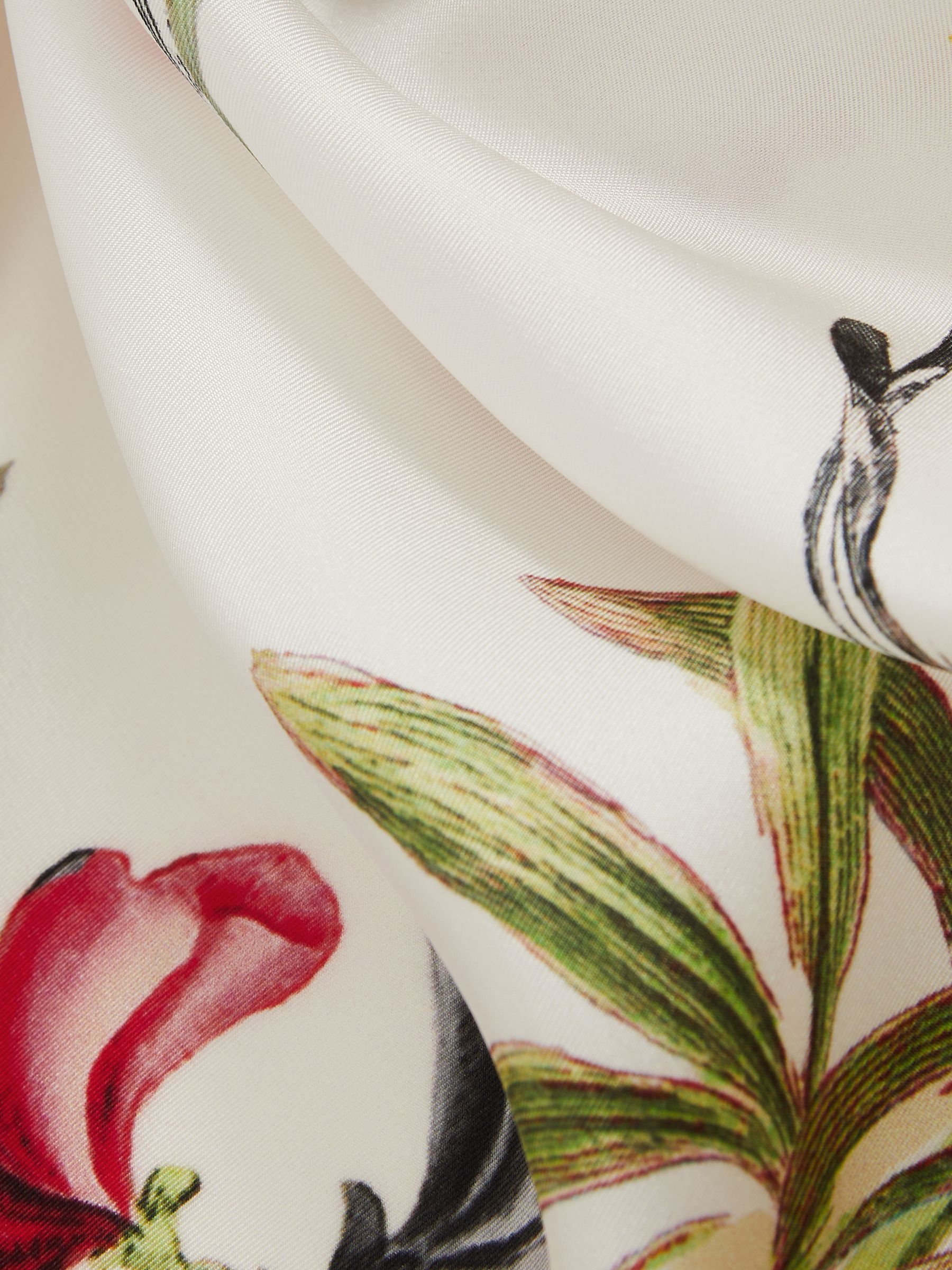 NYBG Silk Floral-Print Scarf in White - Image 5 of 7