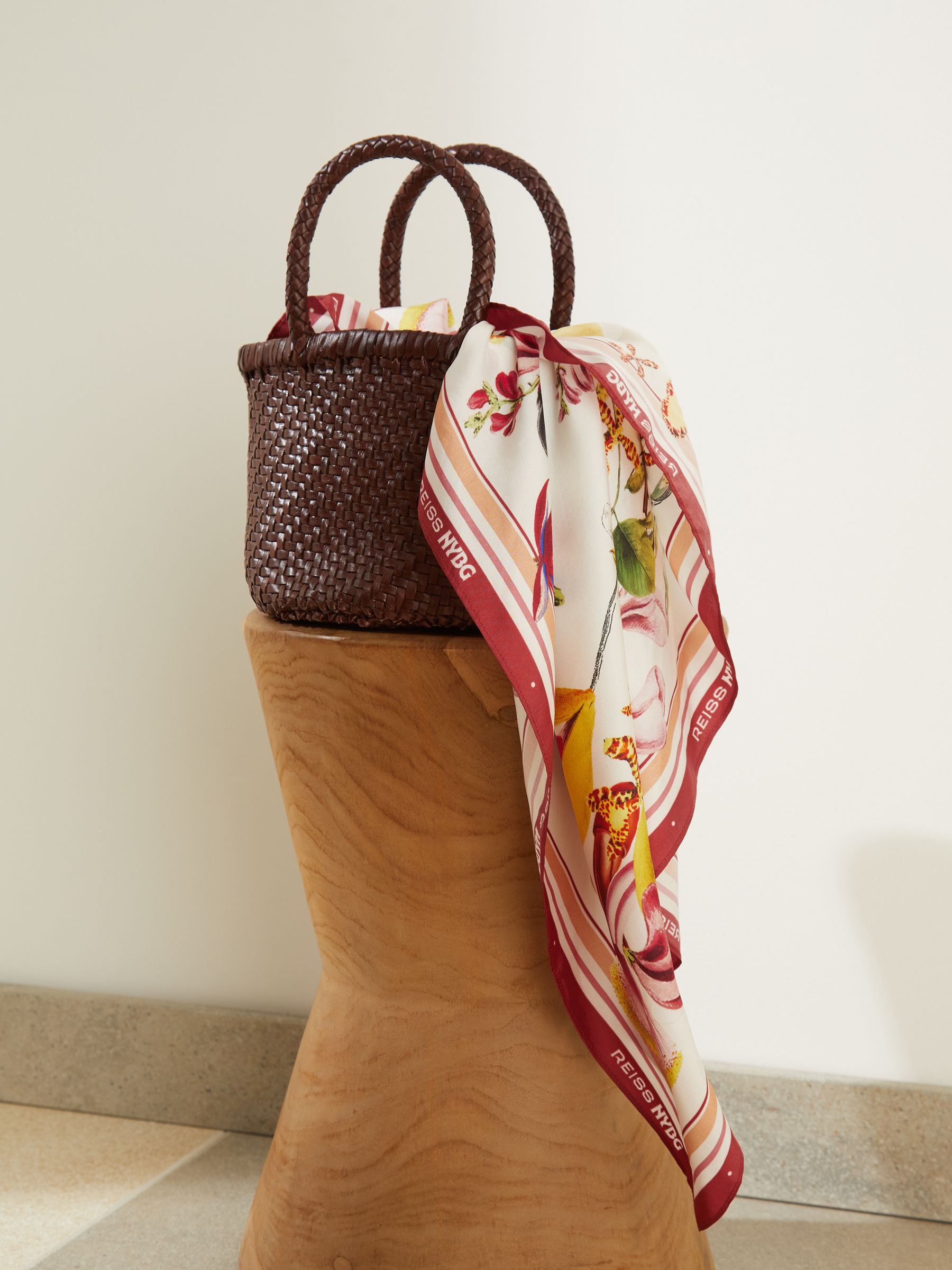 NYBG Silk Floral-Print Scarf in White - Image 7 of 7