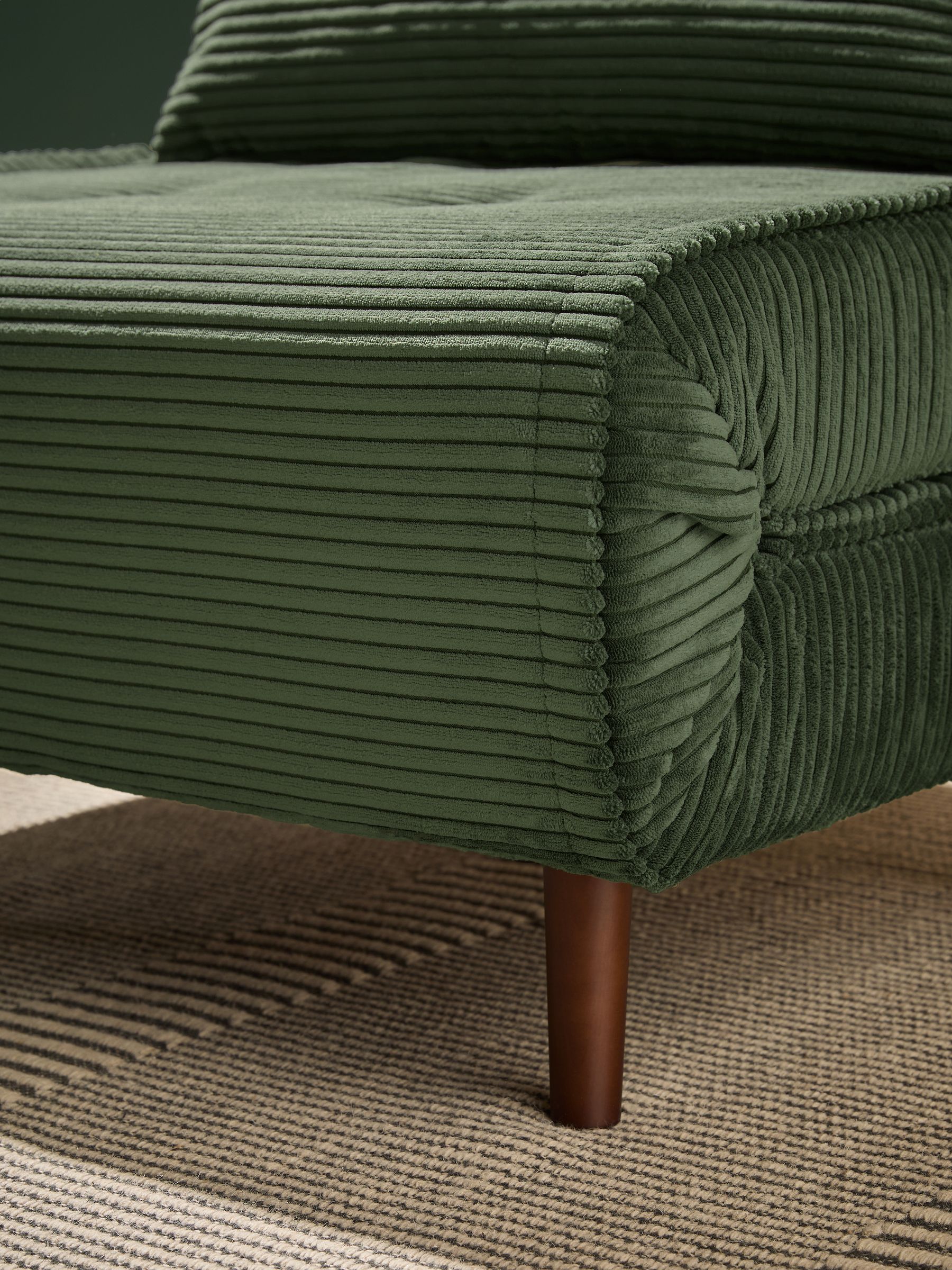 Haru Single 1 Seater Sofa Bed in Olive Green Corduroy - Image 4 of 6