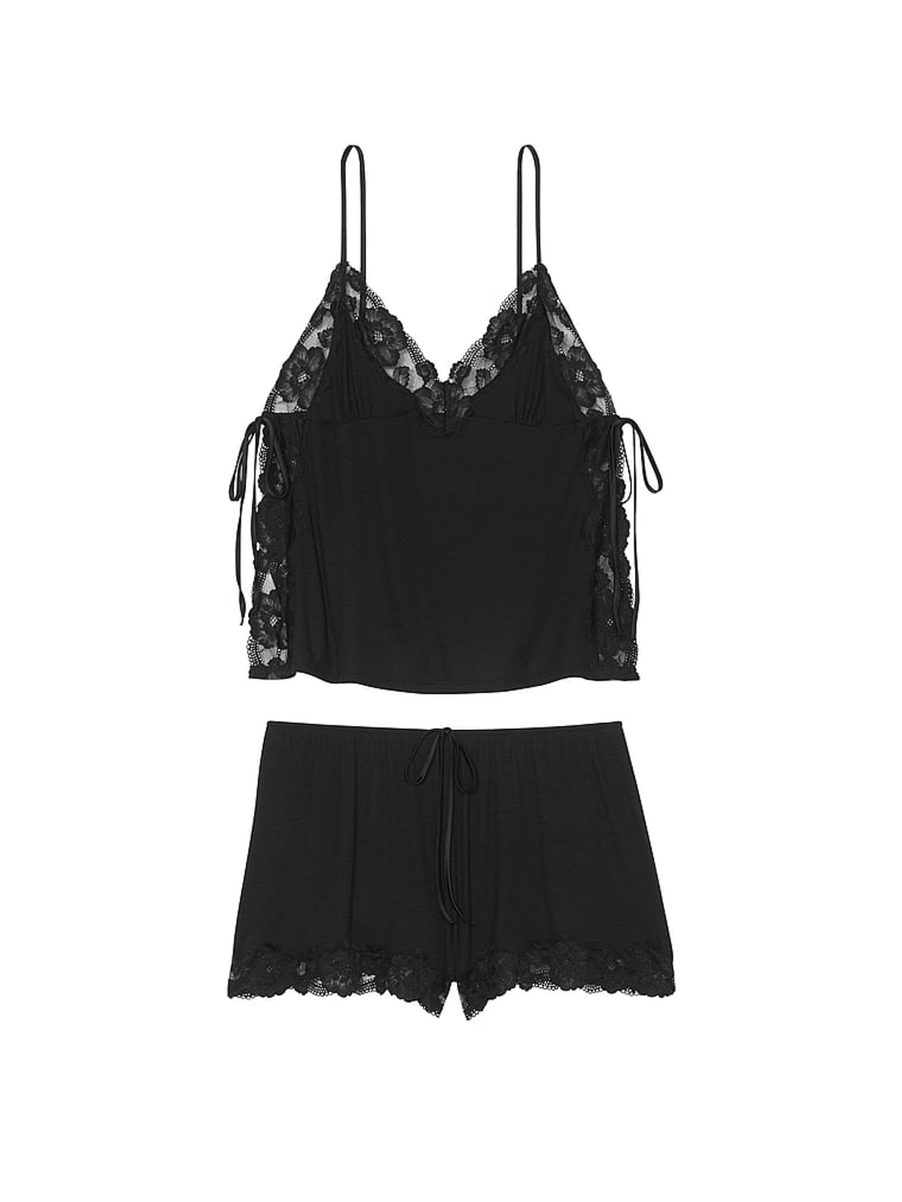 Black Modal Rib Lace Cami Set - Image 3 of 3