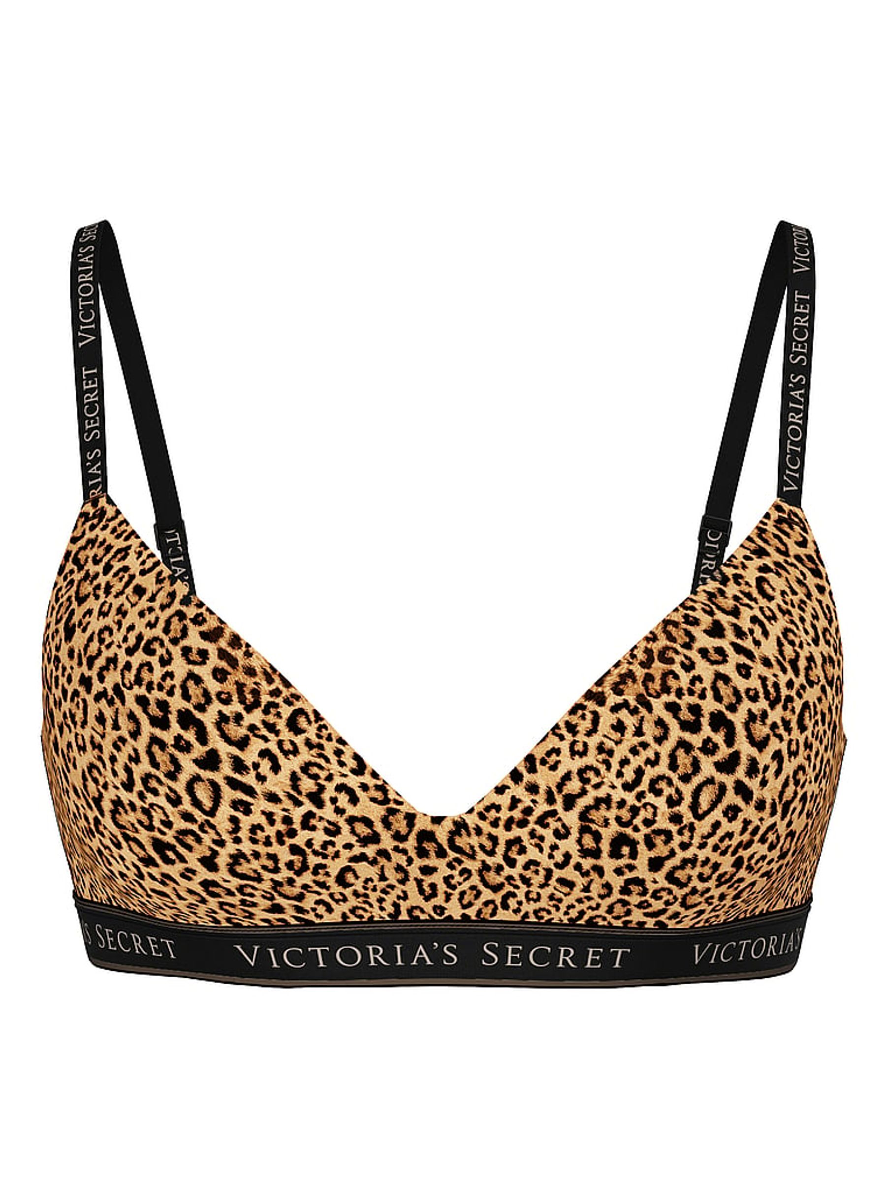 Leopard Brown Non Wired Lightly Lined Cotton Logo Bra - Image 3 of 3