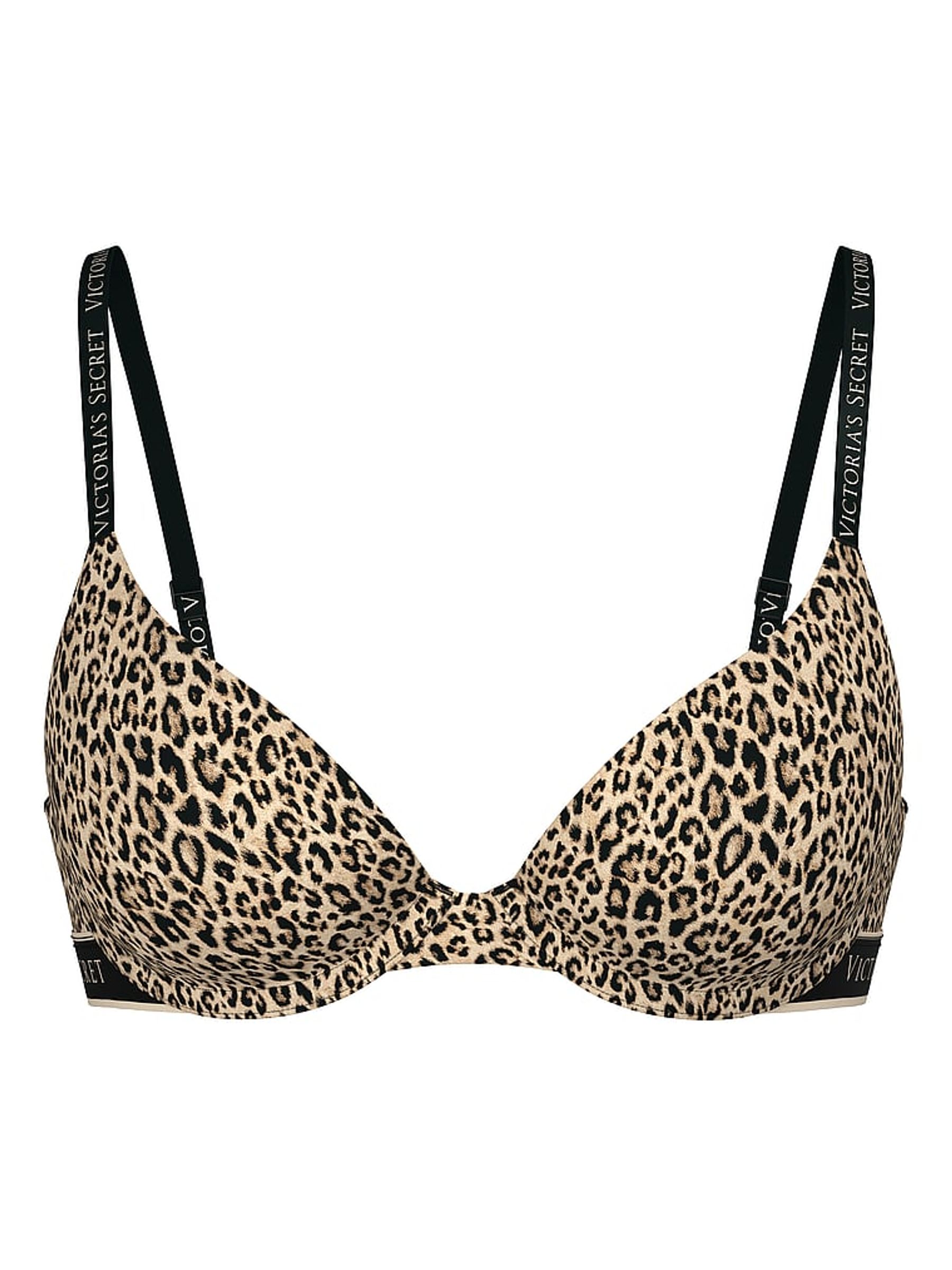 Leopard Brown Lightly Lined Full Cup Cotton Logo Bra - Image 3 of 3