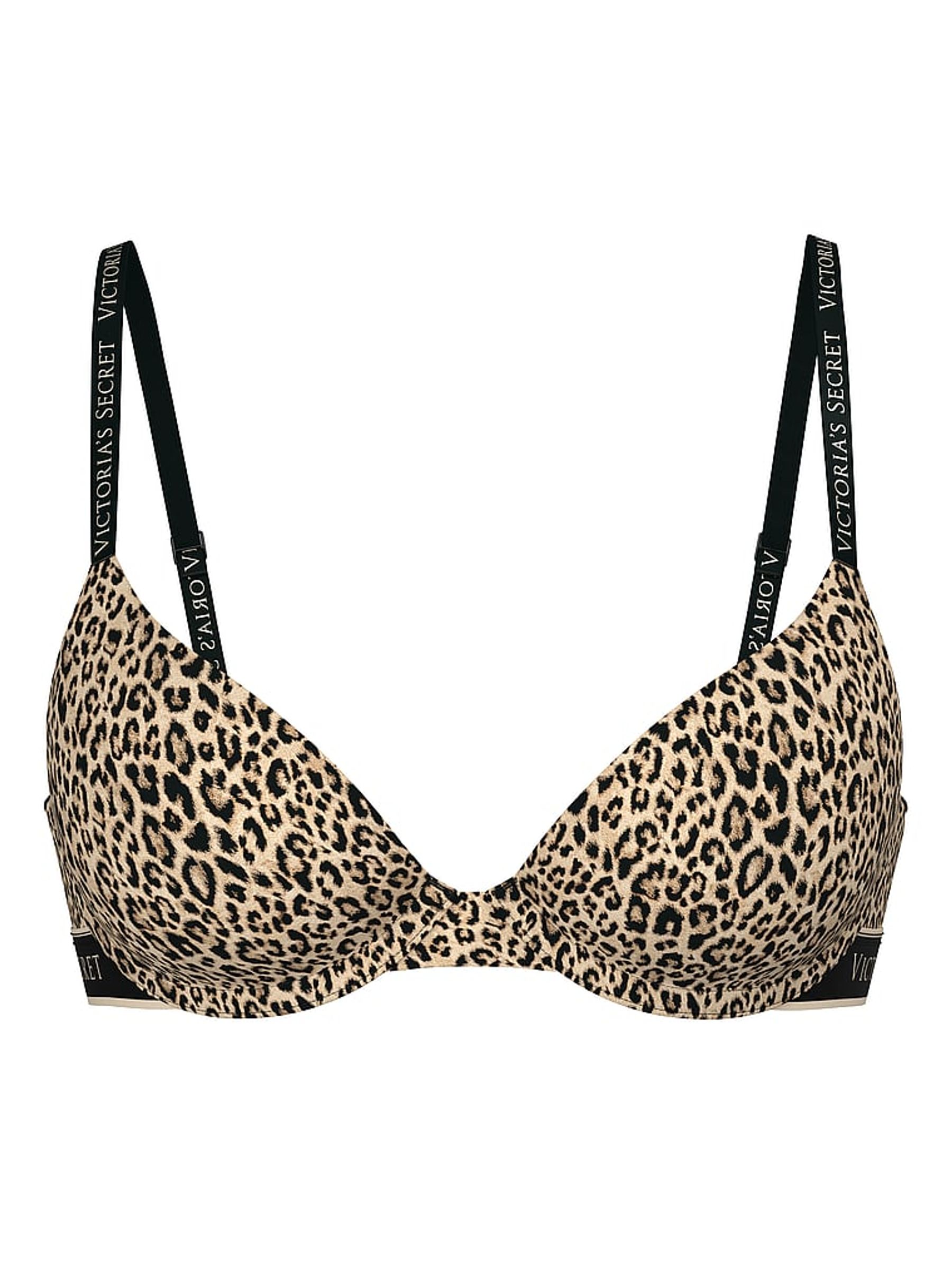 Leopard Brown Lightly Lined Demi Cotton Logo Bra - Image 3 of 3