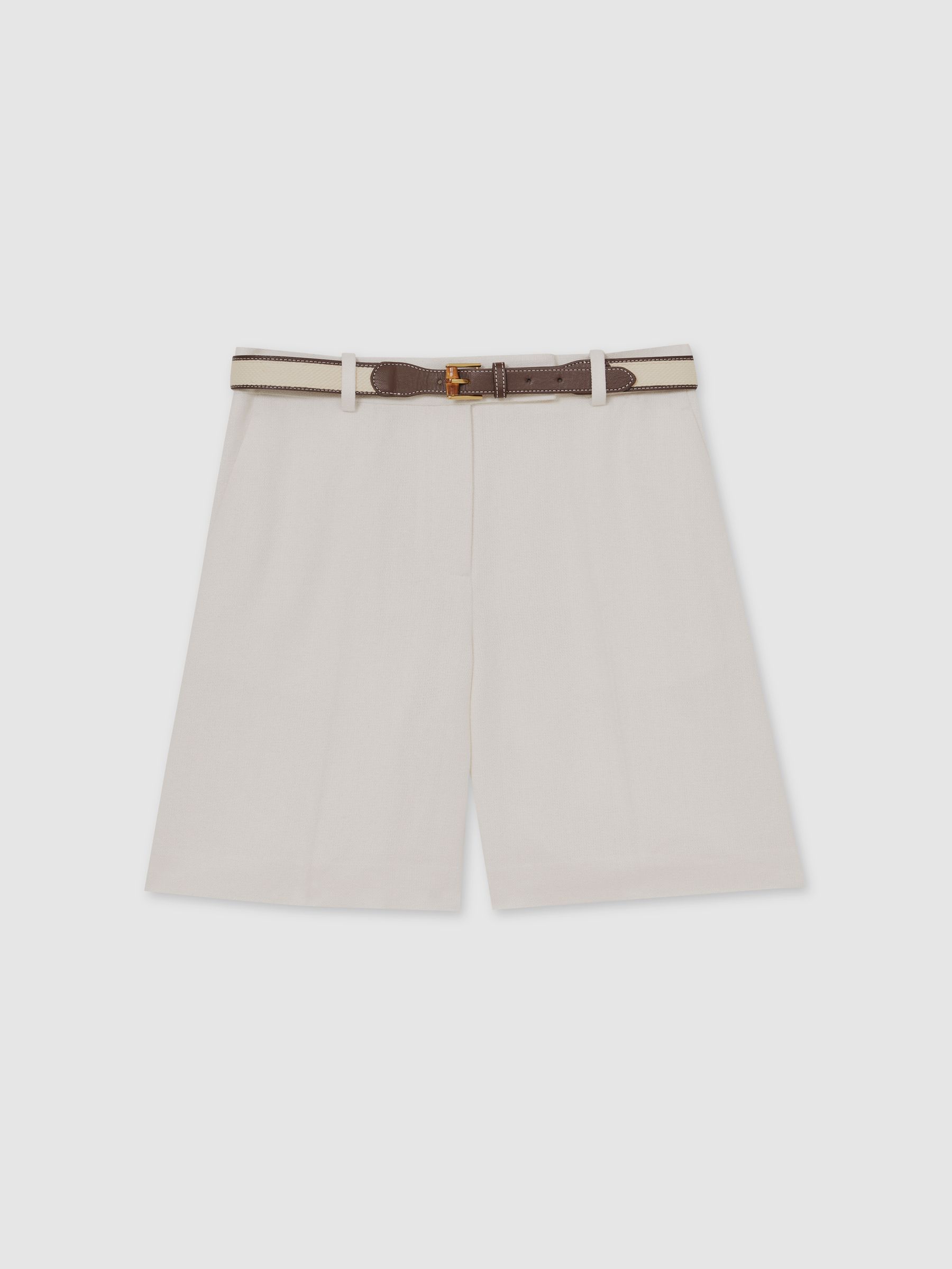 Petite Linen-Blend Bermuda Shorts in White - Image 2 of 7