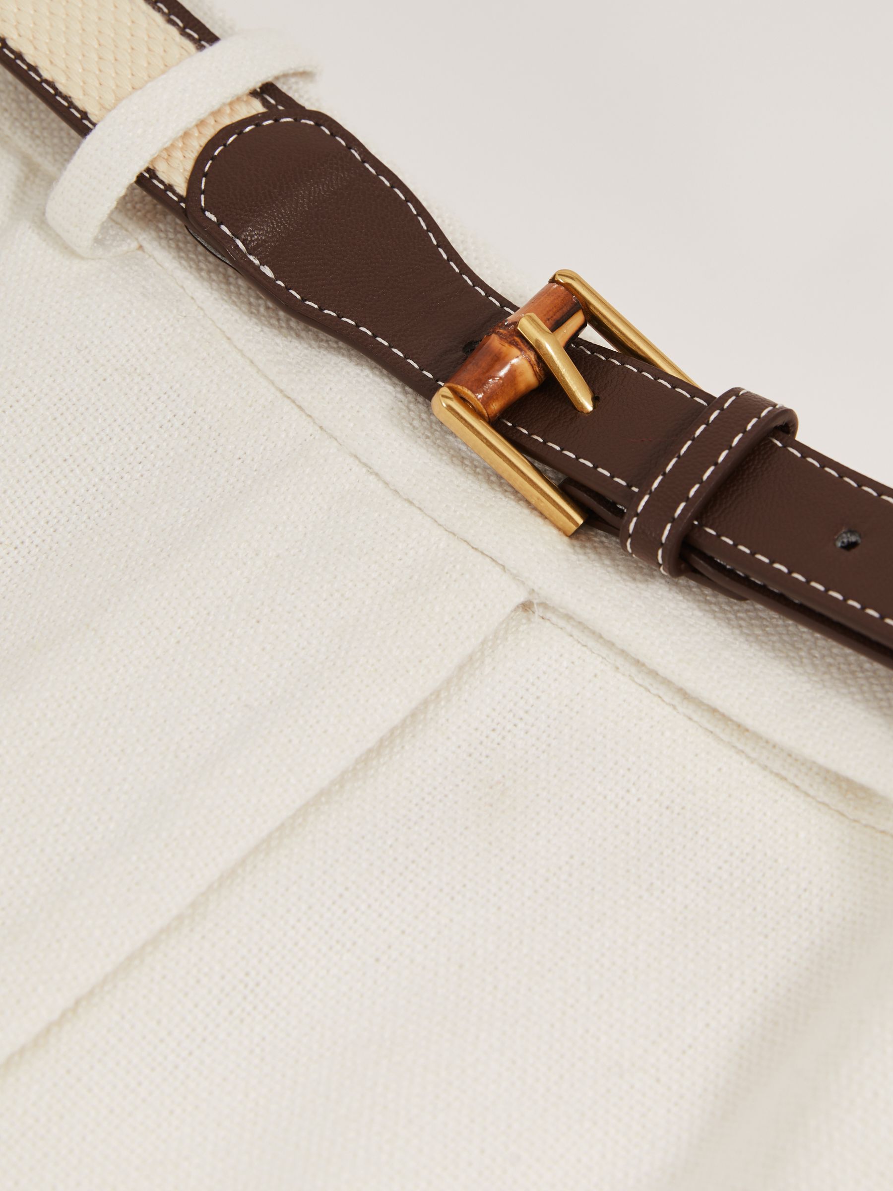 Petite Linen-Blend Bermuda Shorts in White - Image 6 of 7