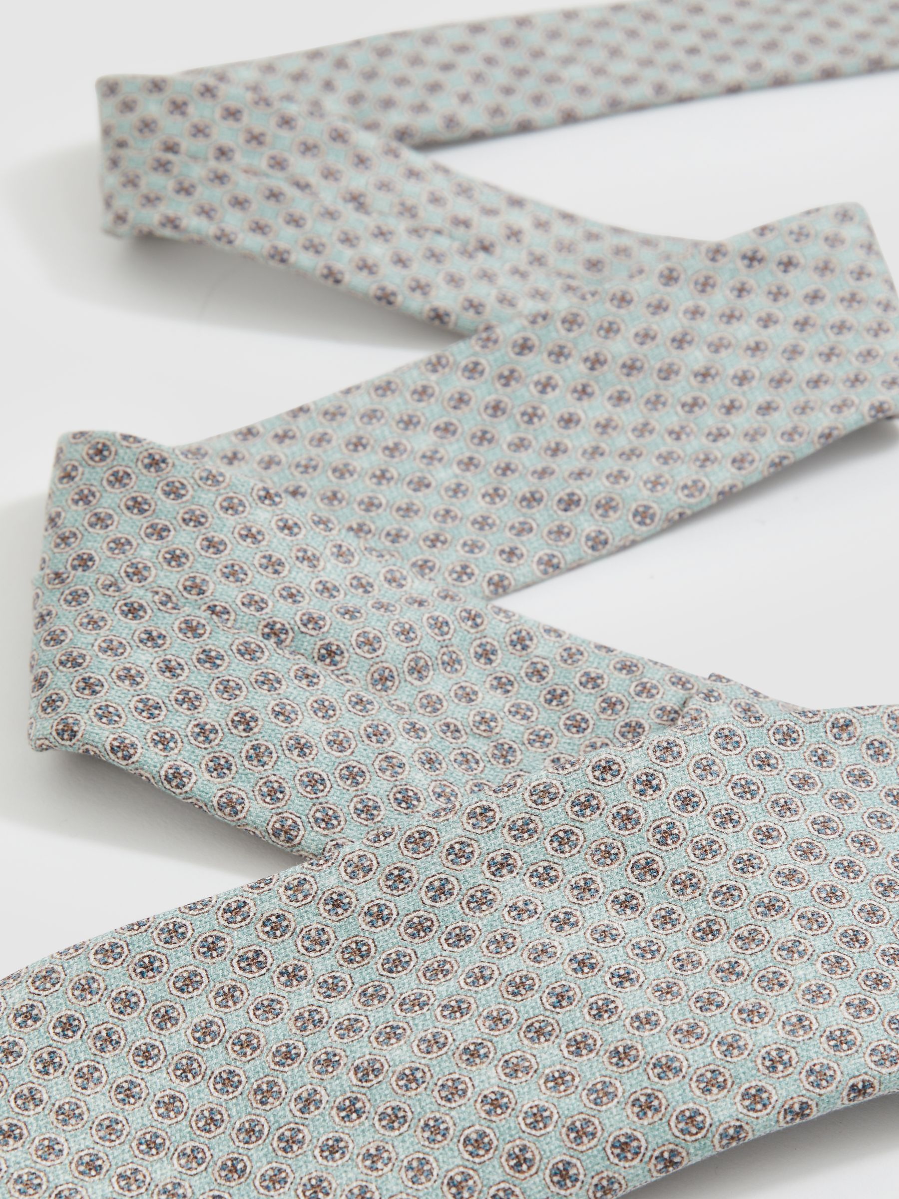 Silk Medallion-Print Tie in Soft Sage - Image 2 of 4