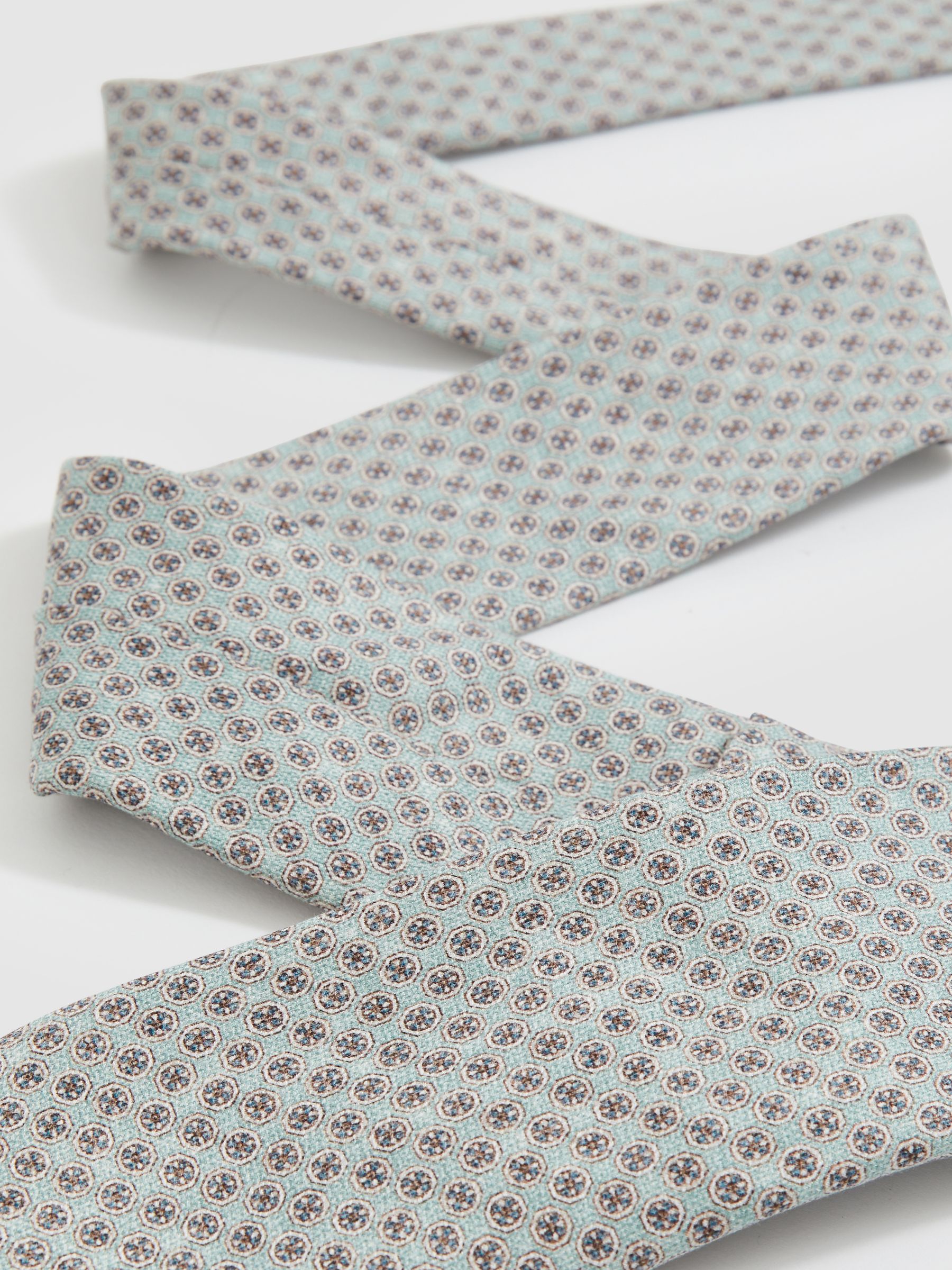 Silk Medallion-Print Tie in Soft Sage - image 4
