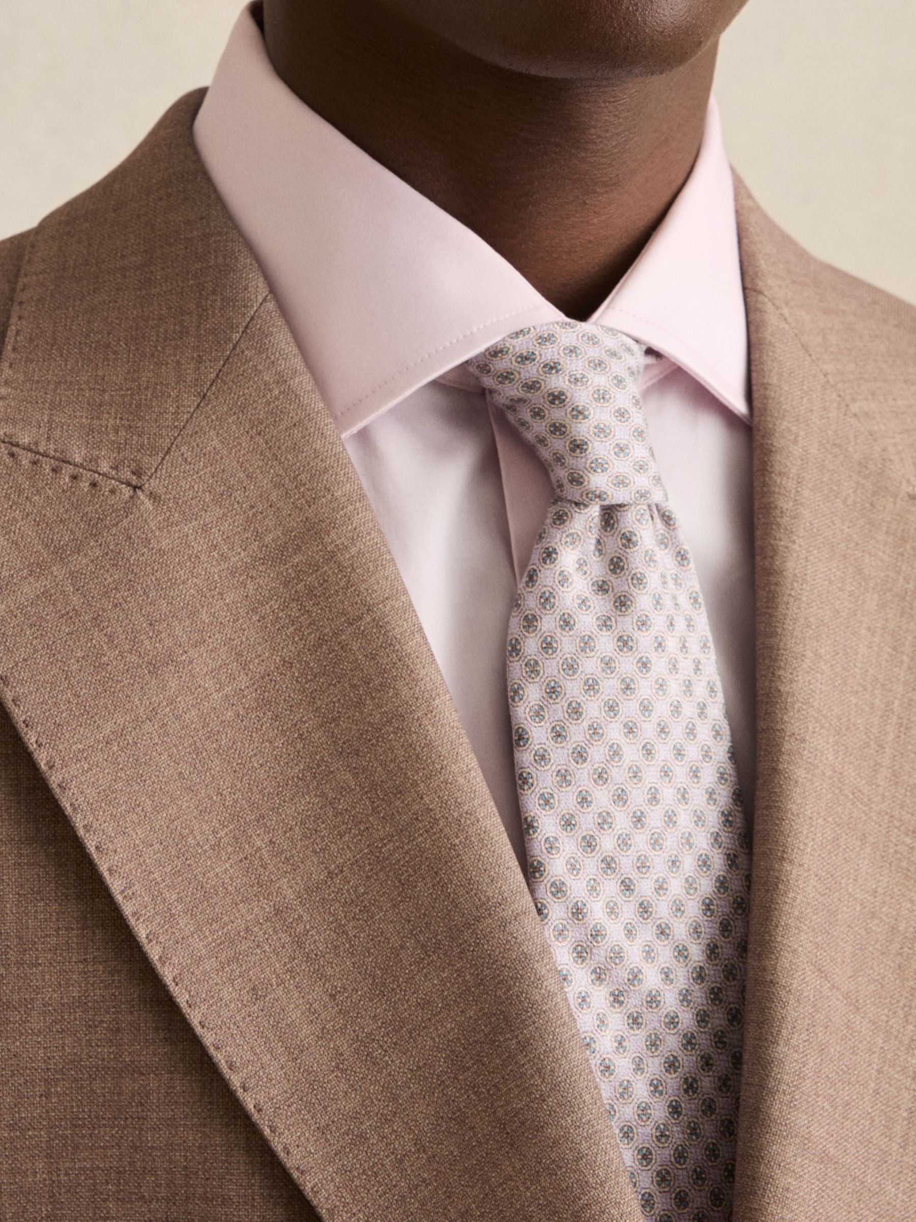 Silk Medallion-Print Tie in Soft Pink - Image 2 of 5