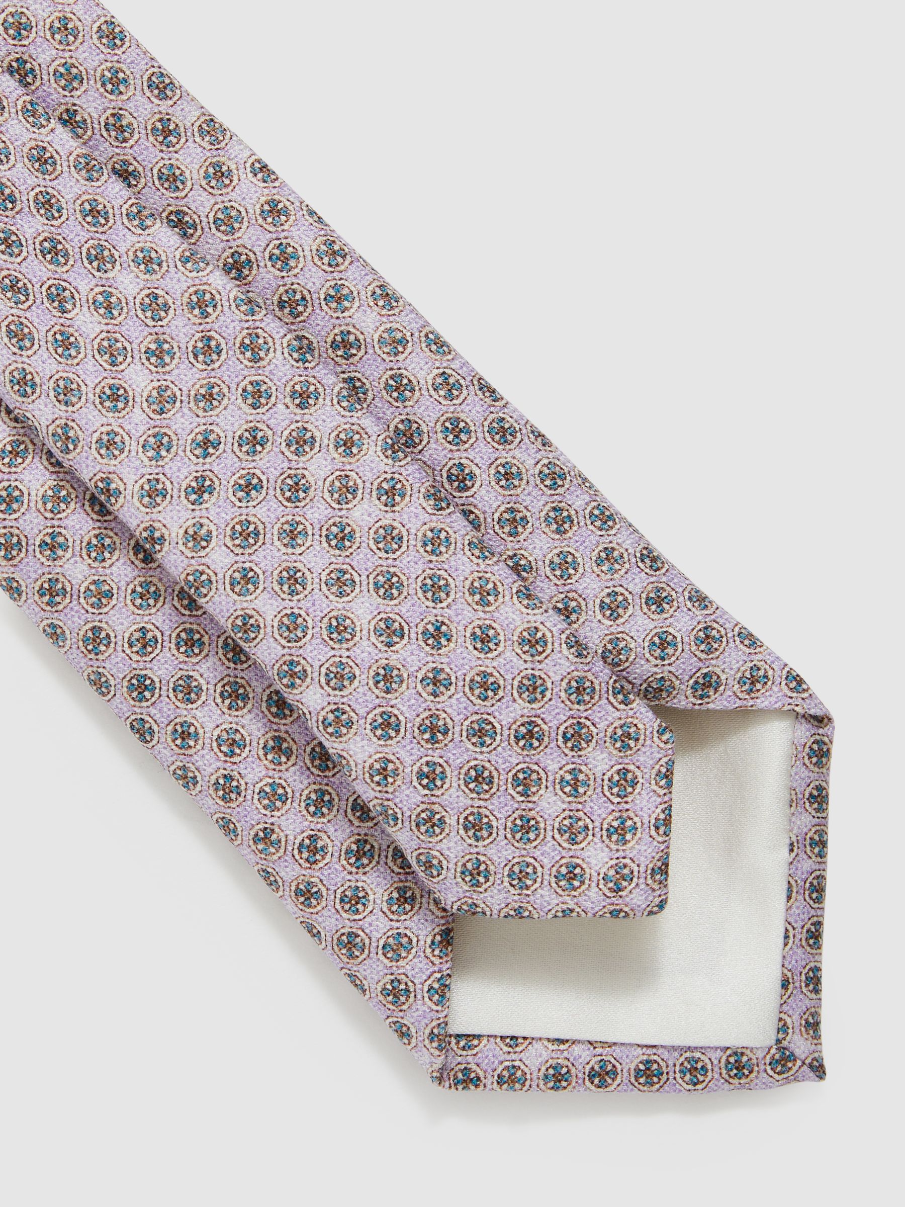 Silk Medallion-Print Tie in Soft Pink - Image 4 of 5