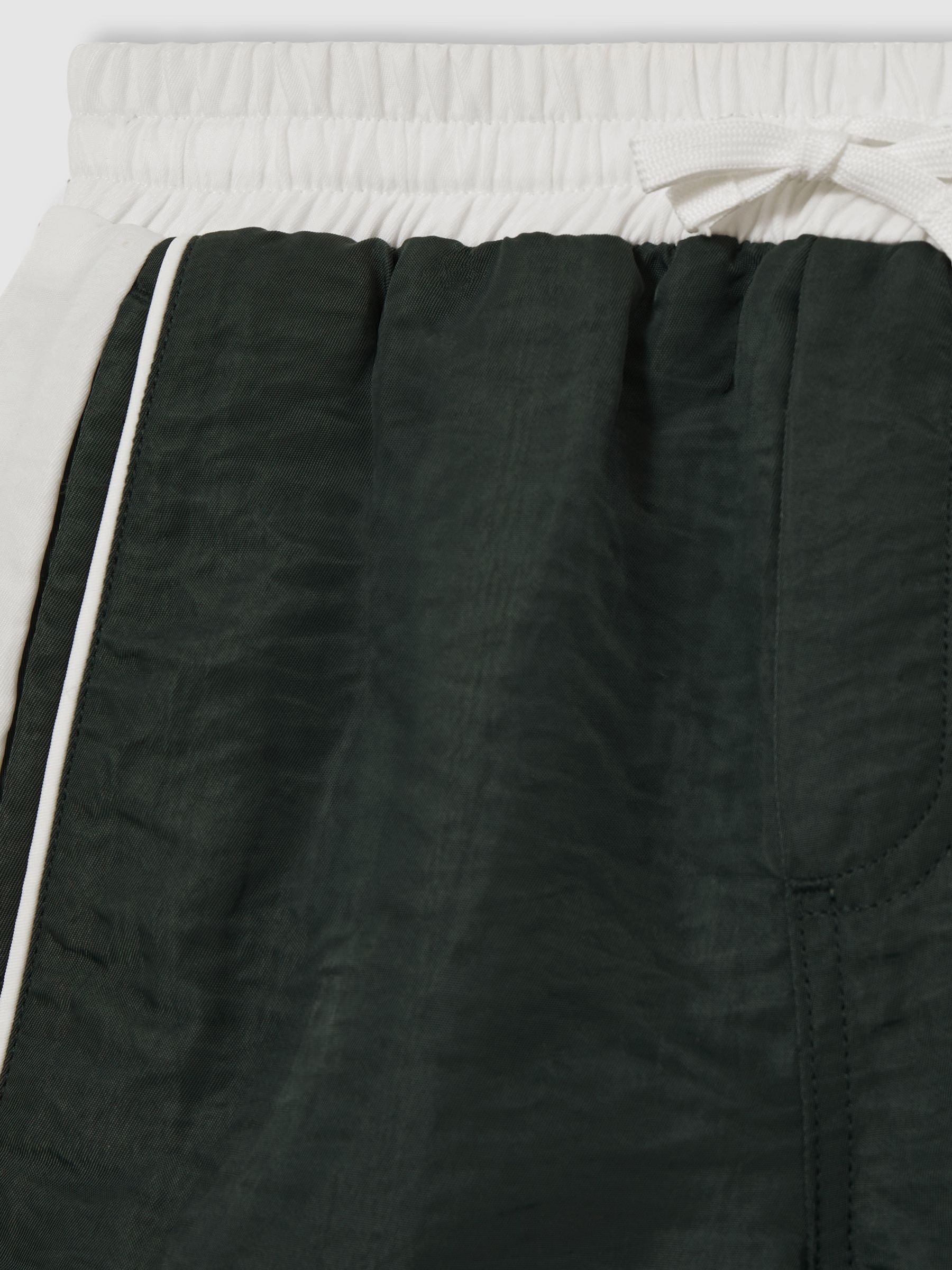Colour-Block Piped Swim Shorts in Green/White - Image 4 of 4