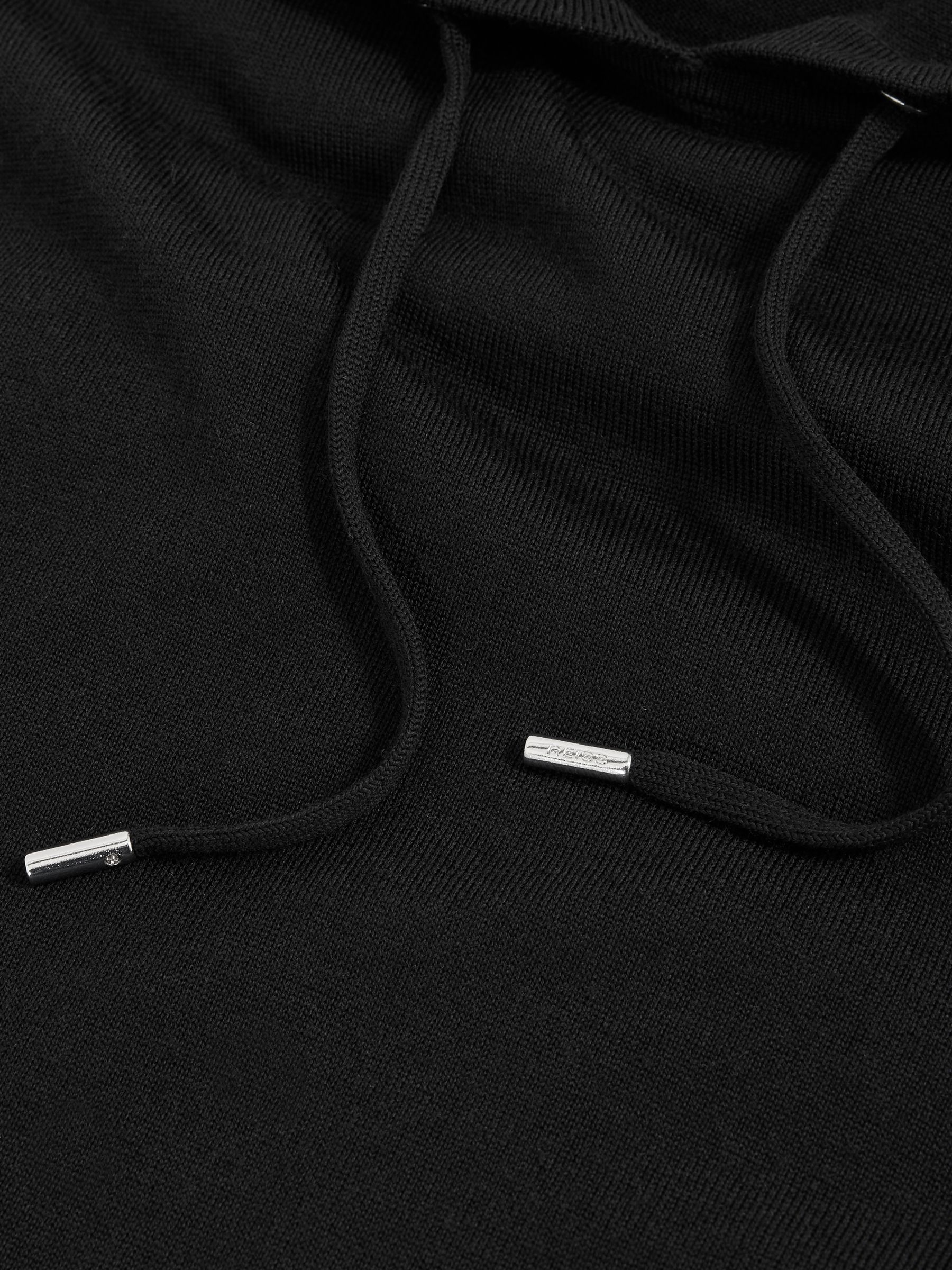 Merino Wool Drawstring Hoodie in Black - Image 5 of 5