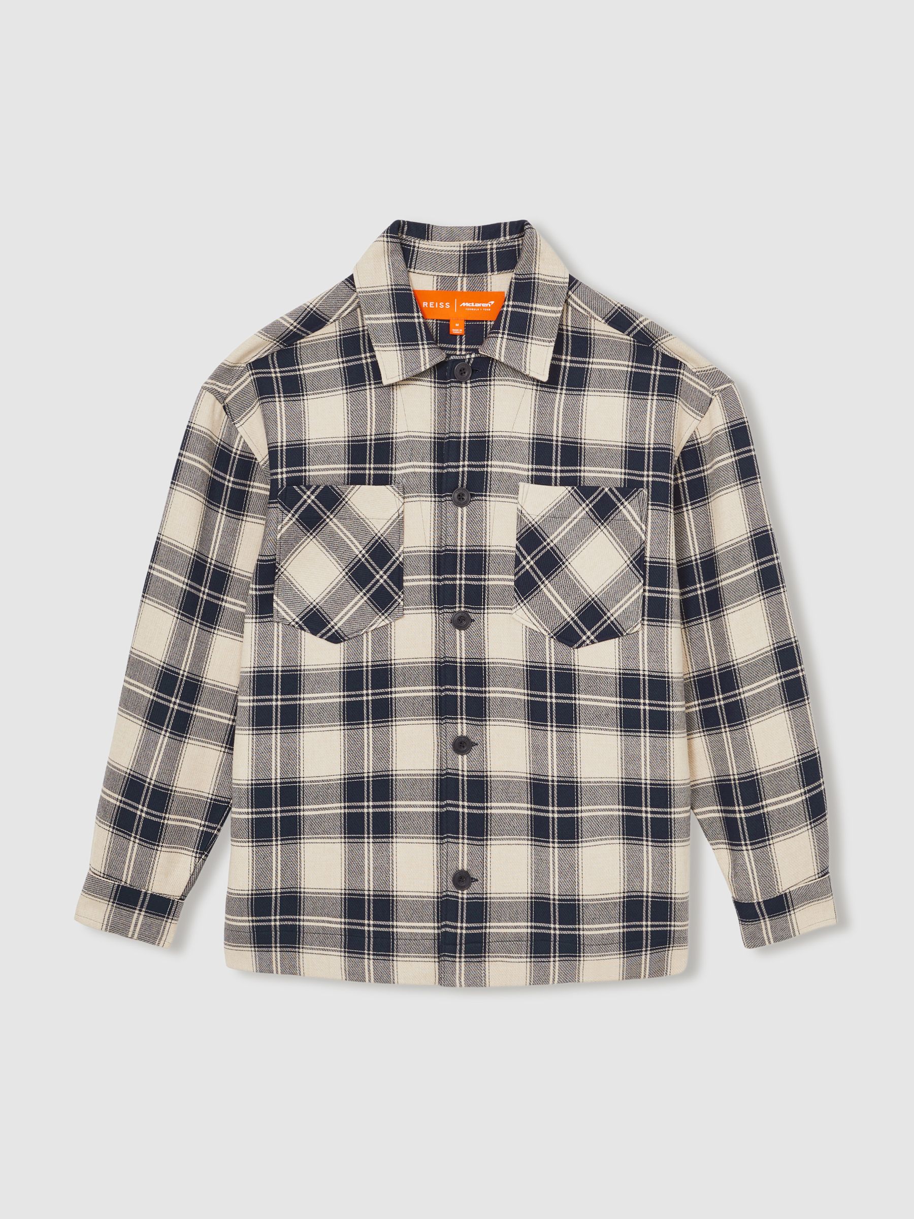 McLaren F1 Team Check Logo Overshirt in Navy/Off White - Image 1 of 6