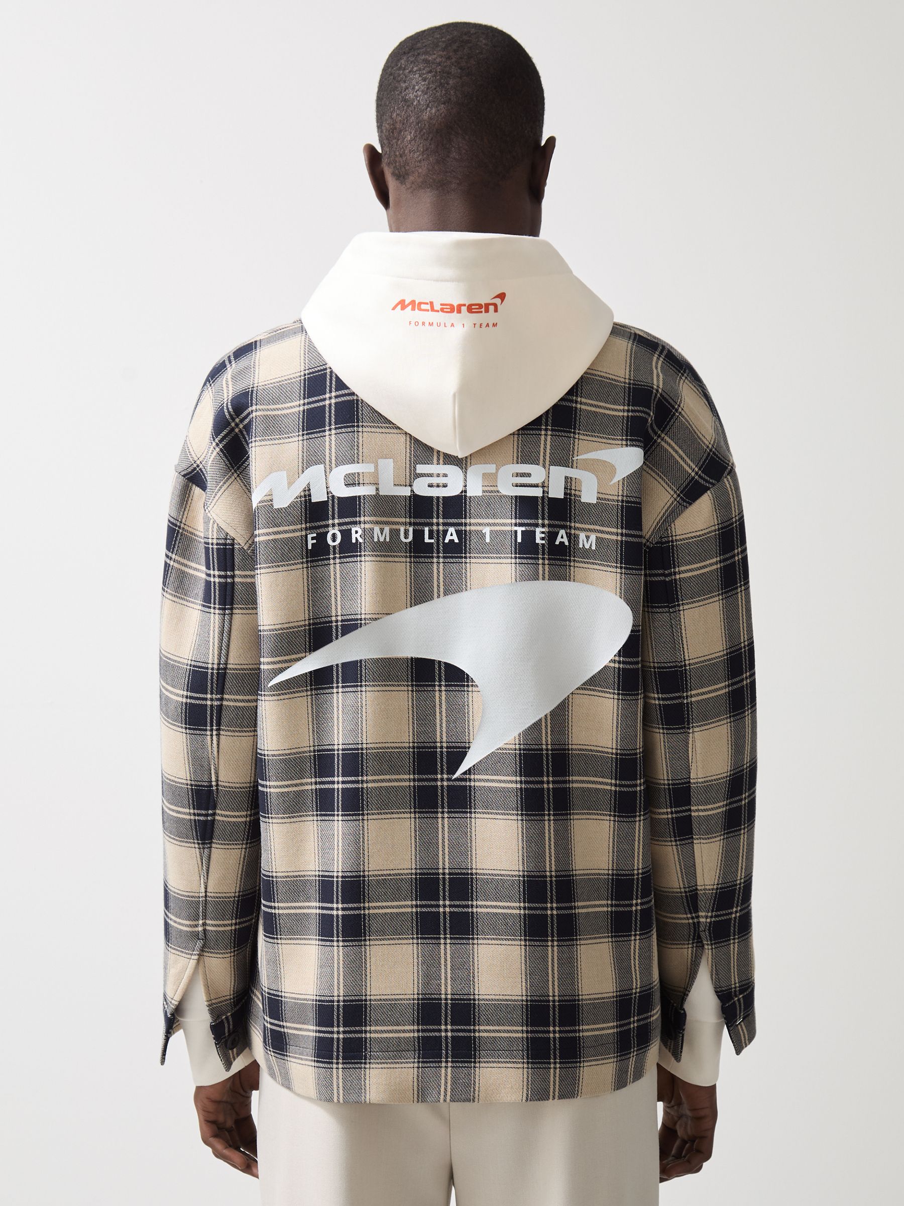 McLaren F1 Team Check Logo Overshirt in Navy/Off White - Image 3 of 6