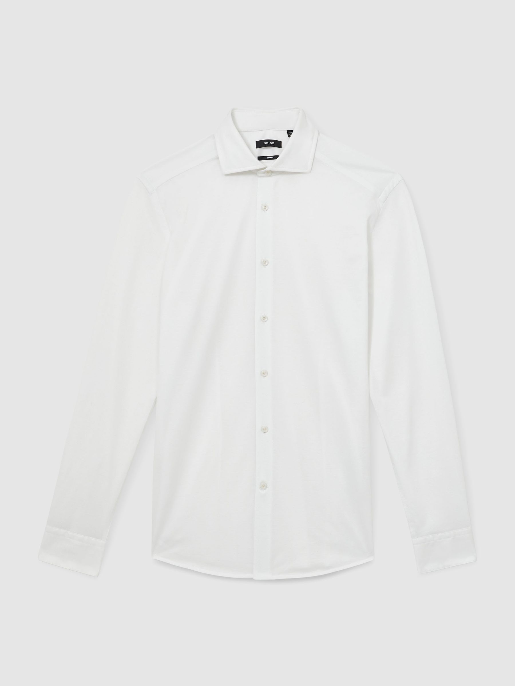 Cotton-Blend Jersey Cutaway-Collar Shirt in White - Image 2 of 7