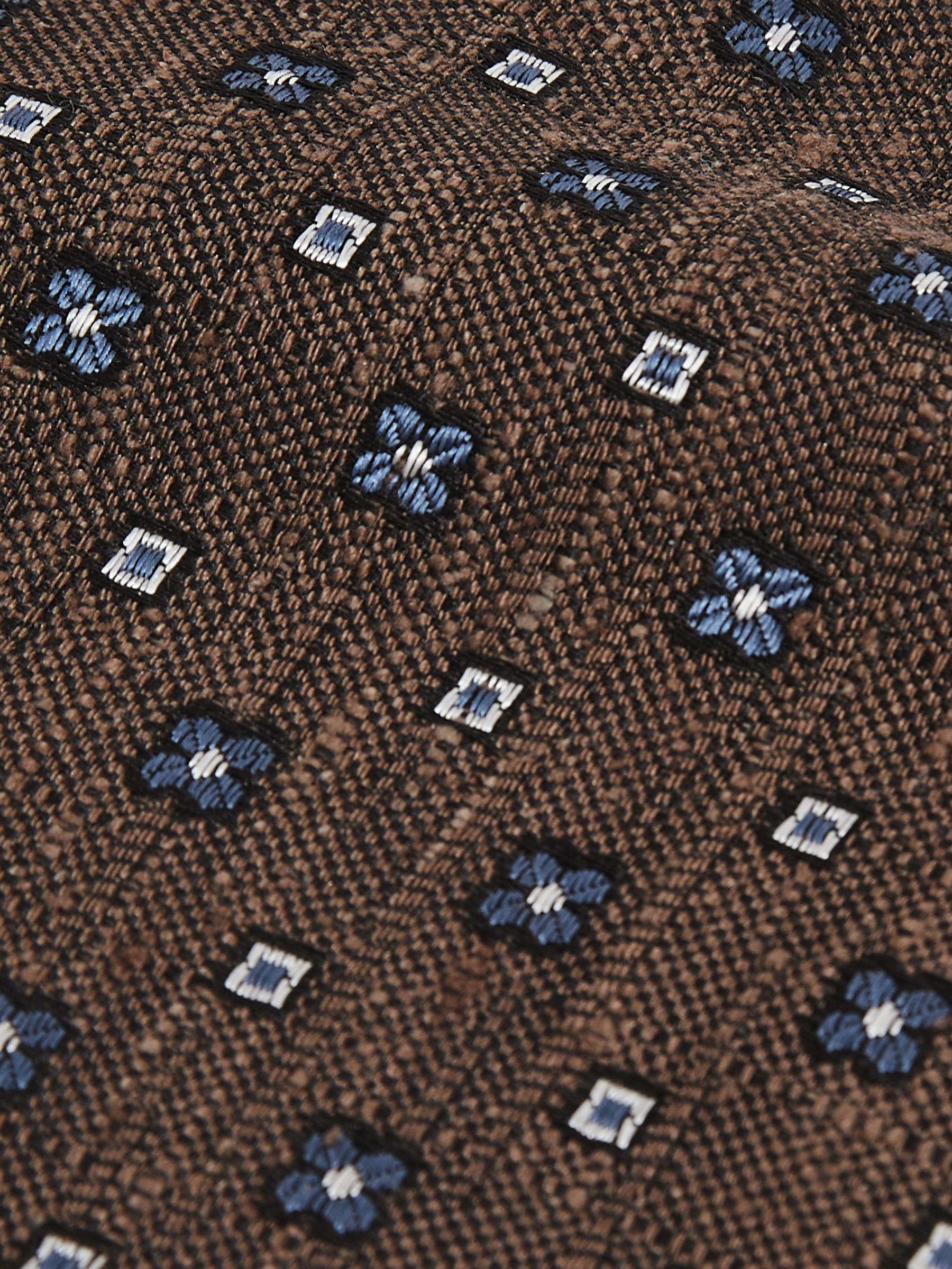 Silk-Blend Mini-Floral Tie in Tobacco Brown - Image 6 of 6