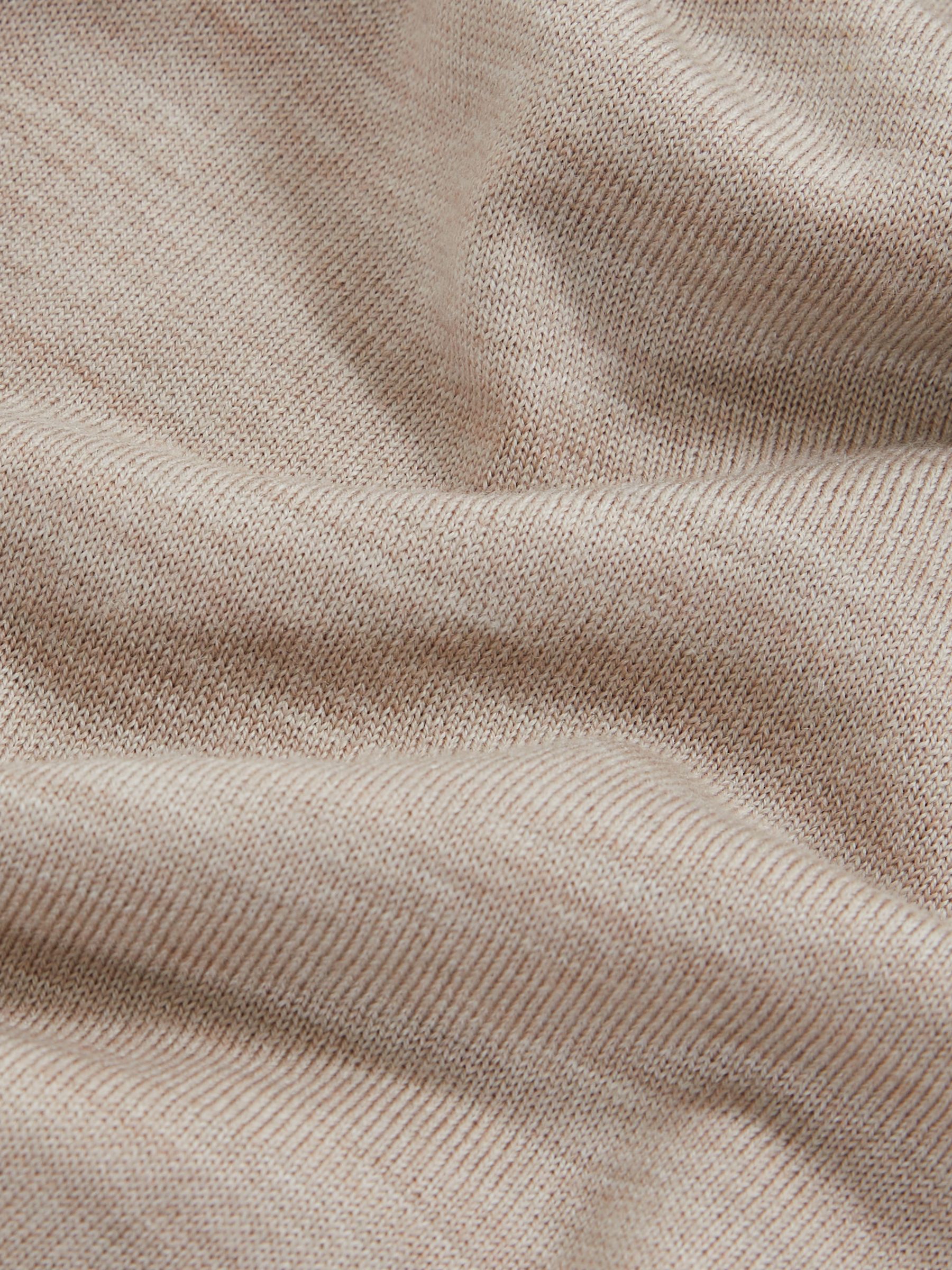Merino Wool Open Collar Polo Shirt in Wheat Melange - Image 6 of 6