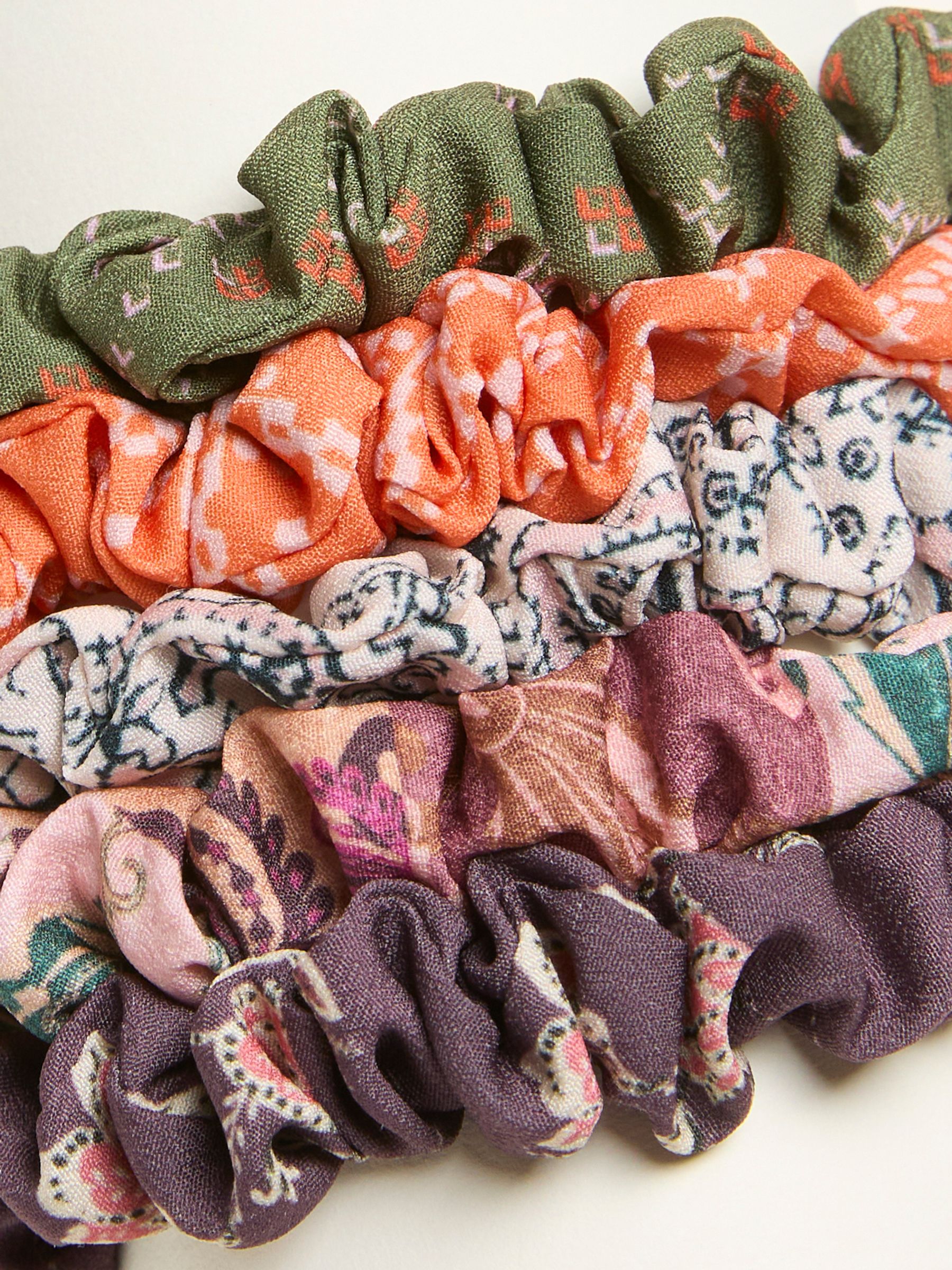Multi 5 Pack Lost & Found Printed Scrunchies - Image 2 of 2