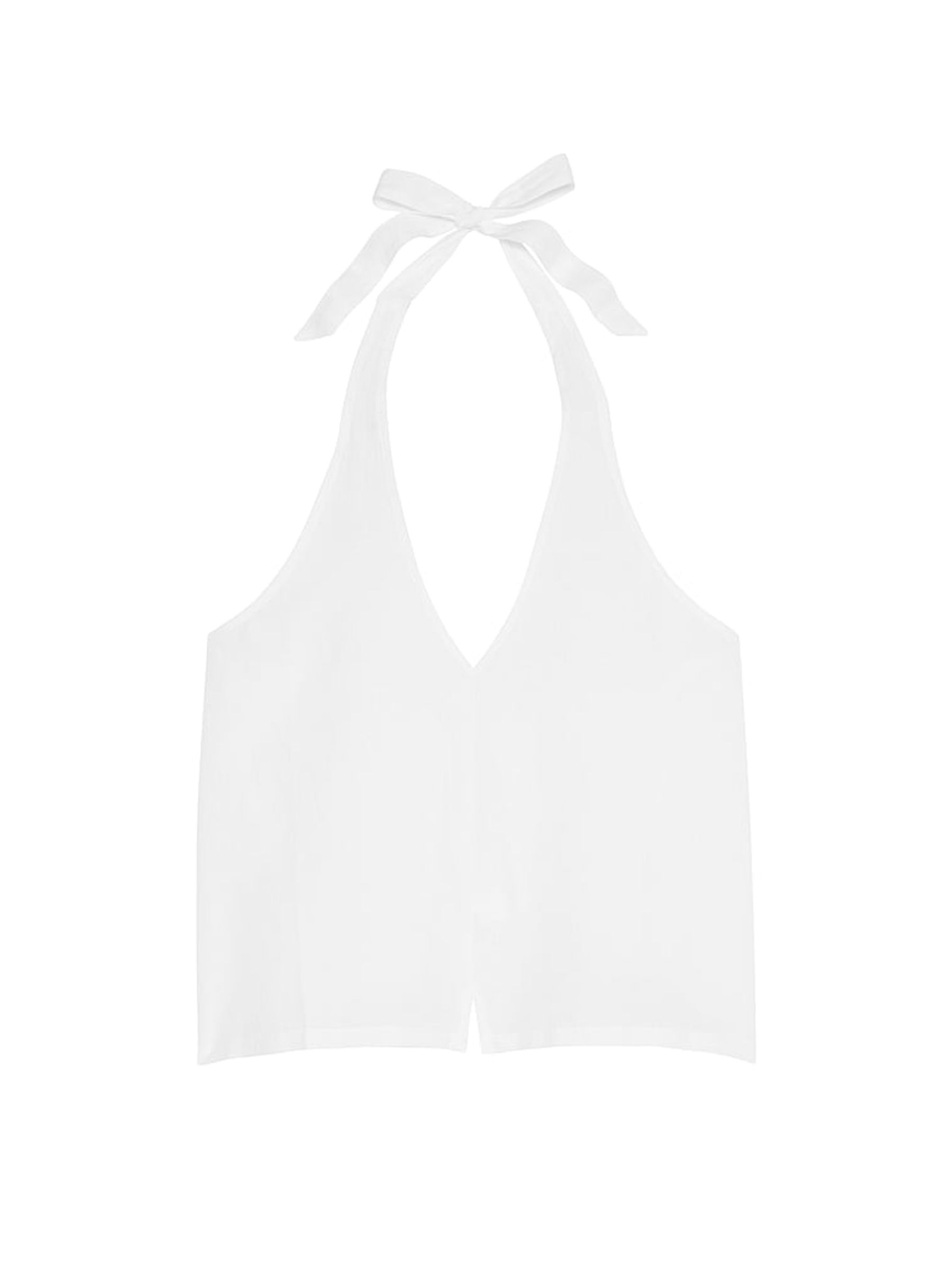 White Linen Halter Cover Up Top - Image 3 of 3
