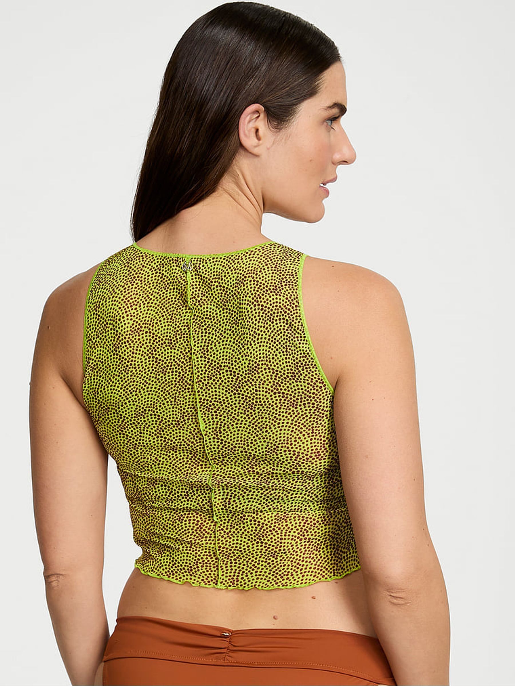 Limelight Green Dots Mesh Cover Up Tank Top - Image 2 of 4