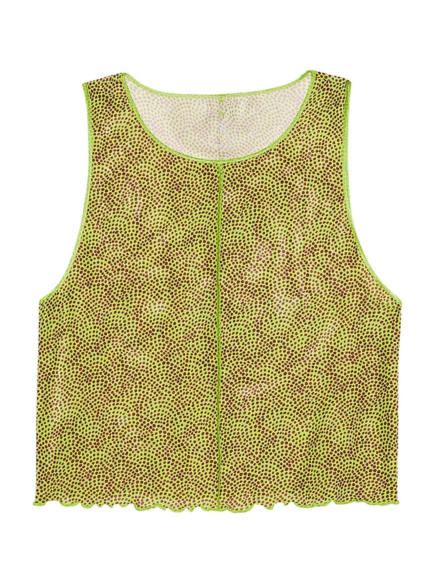 Limelight Green Dots Mesh Cover Up Tank Top - Image 4 of 4
