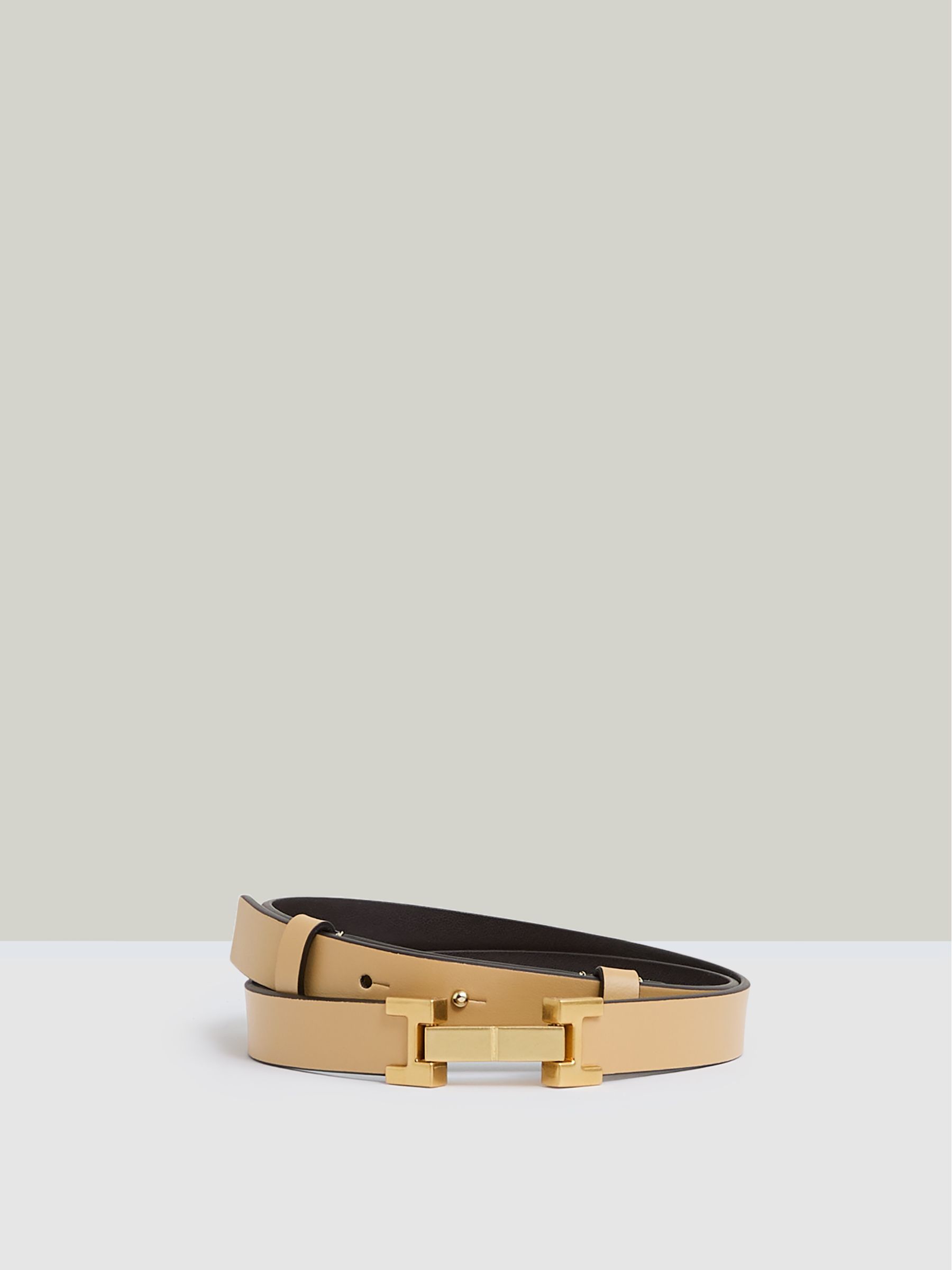 Leather Square Hinge Belt in Neutral - Image 1 of 4 Leather Square Hinge Belt in Neutral - Image 1 of 4