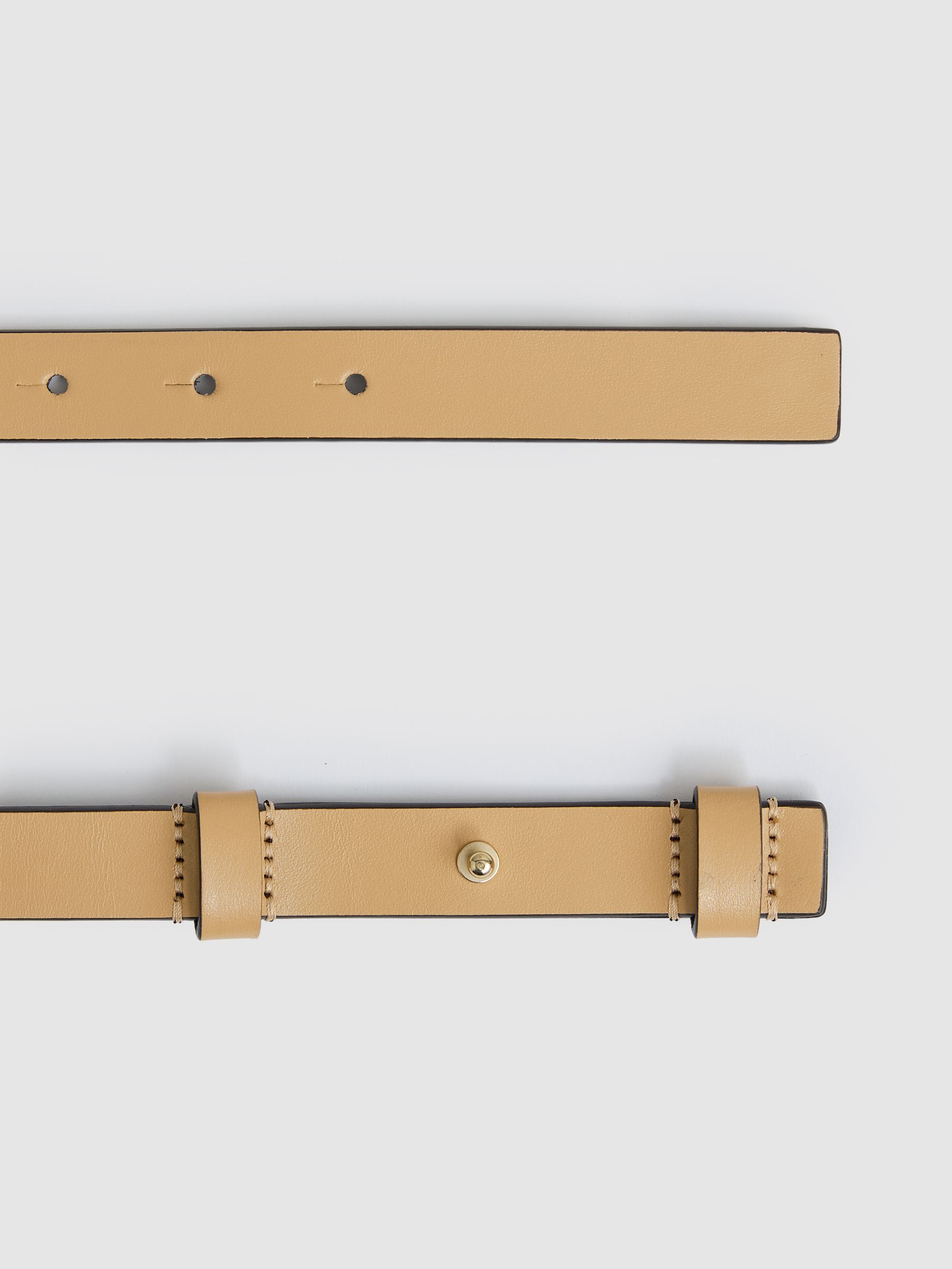 Leather Square Hinge Belt in Neutral - Image 3 of 4