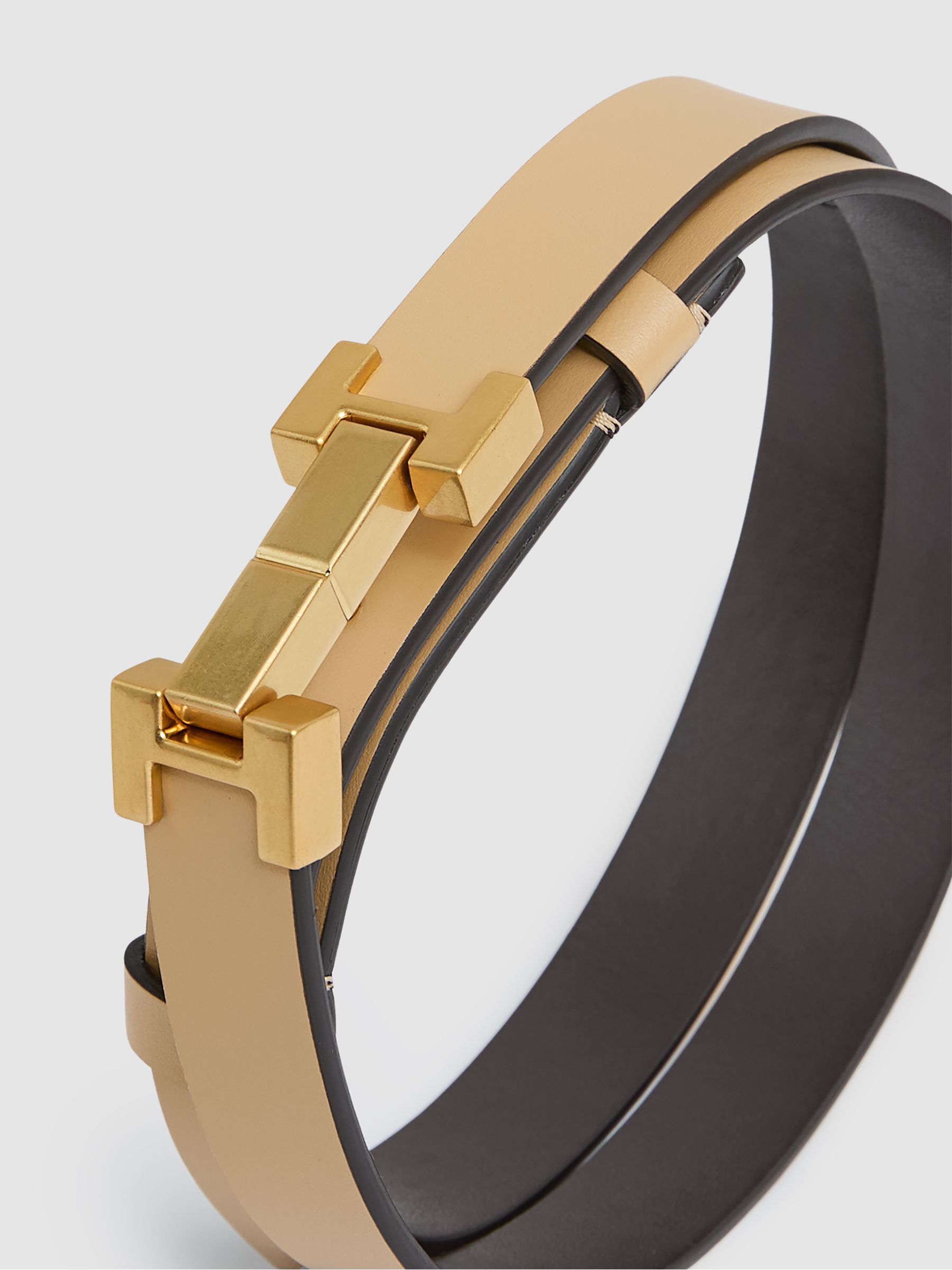 Leather Square Hinge Belt in Neutral - Image 4 of 4