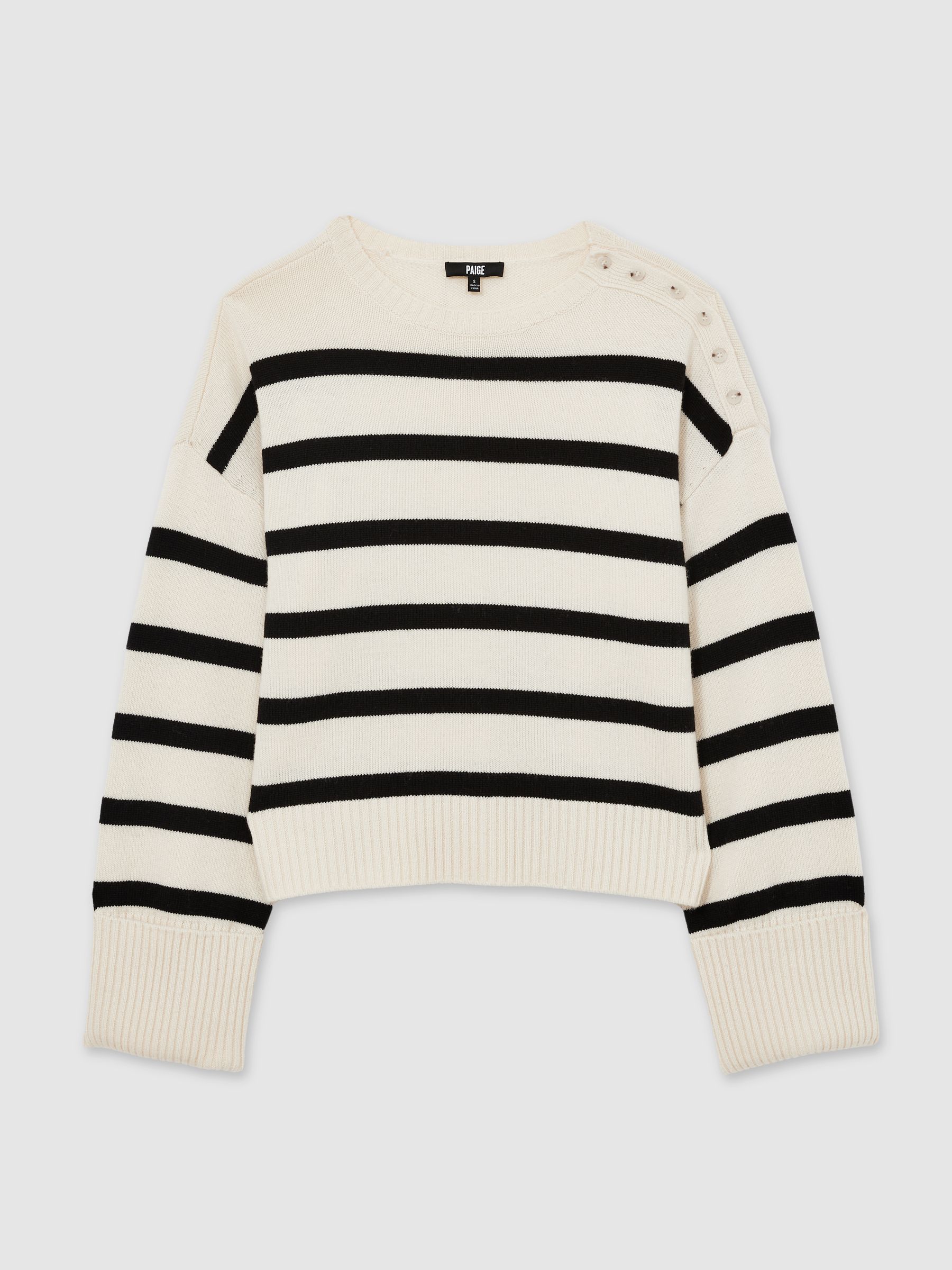 Paige Wool Blend White Jumper in White Stripes - Image 2 of 5