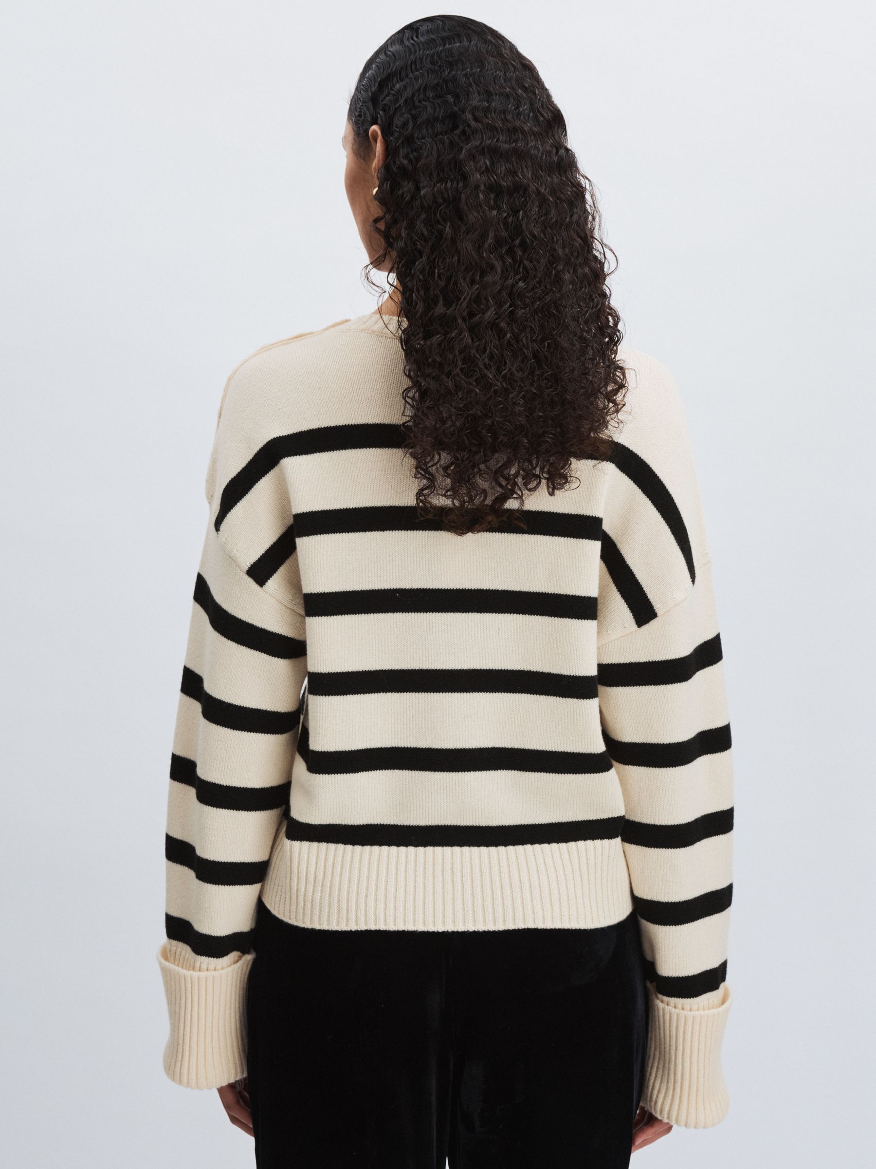 Paige Wool Blend White Jumper in White Stripes - Image 4 of 5