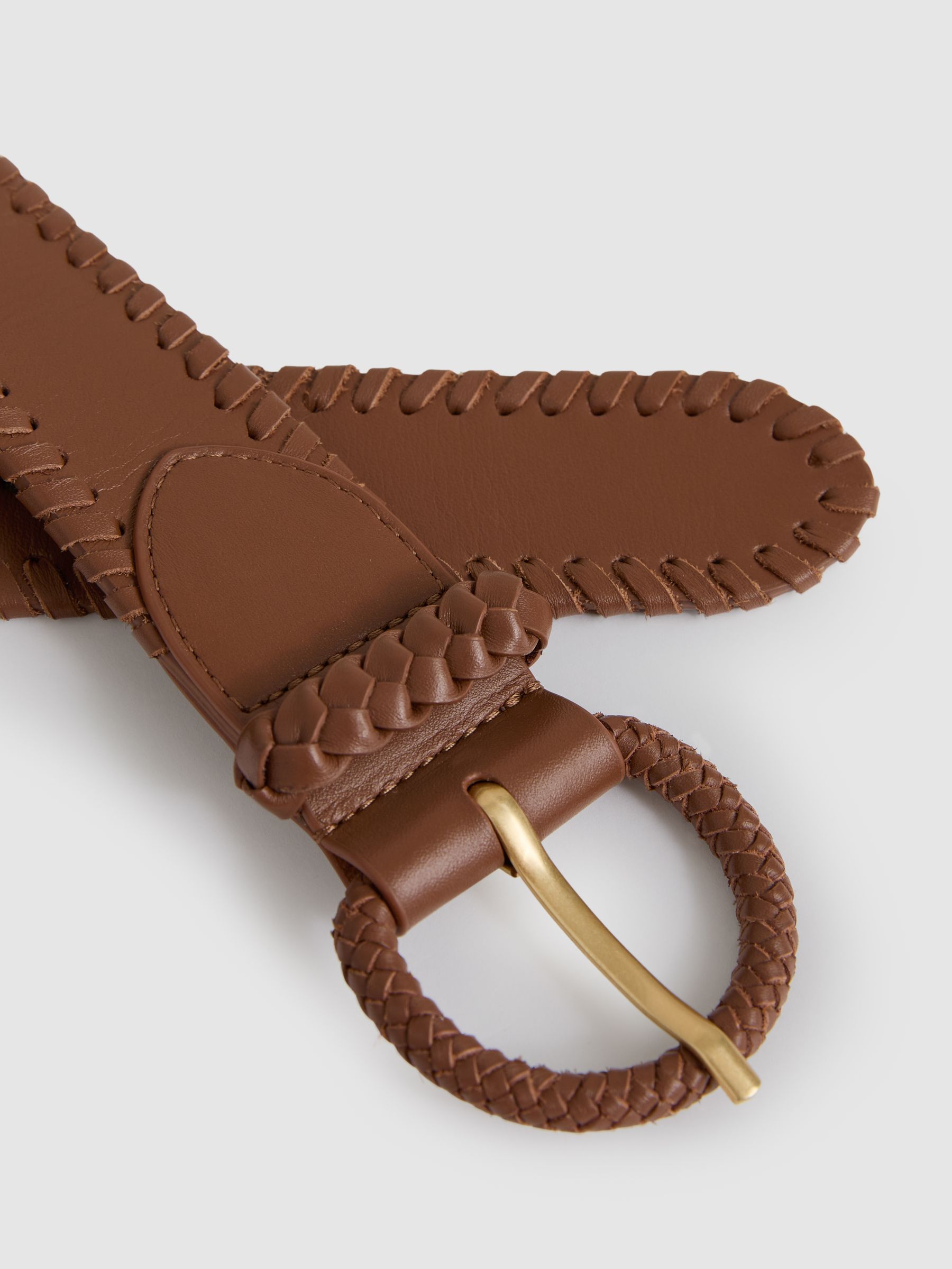 Leather Whipstitch Belt in Tan - Image 4 of 4