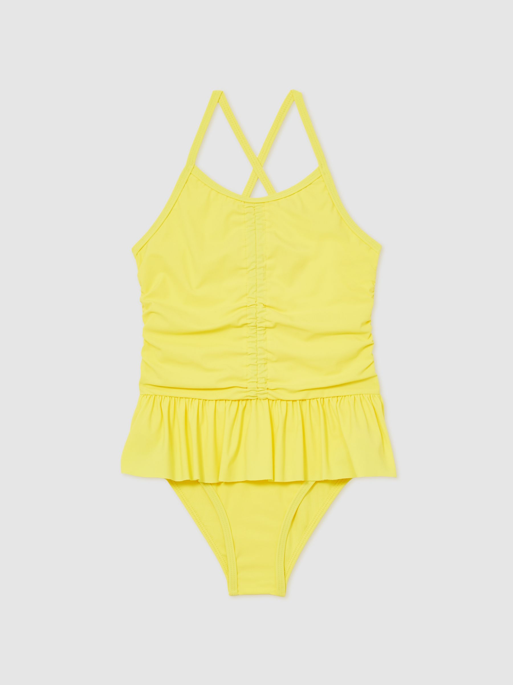 4-9 yrs Ruched Ruffle Swimsuit in Yellow - Image 2 of 4