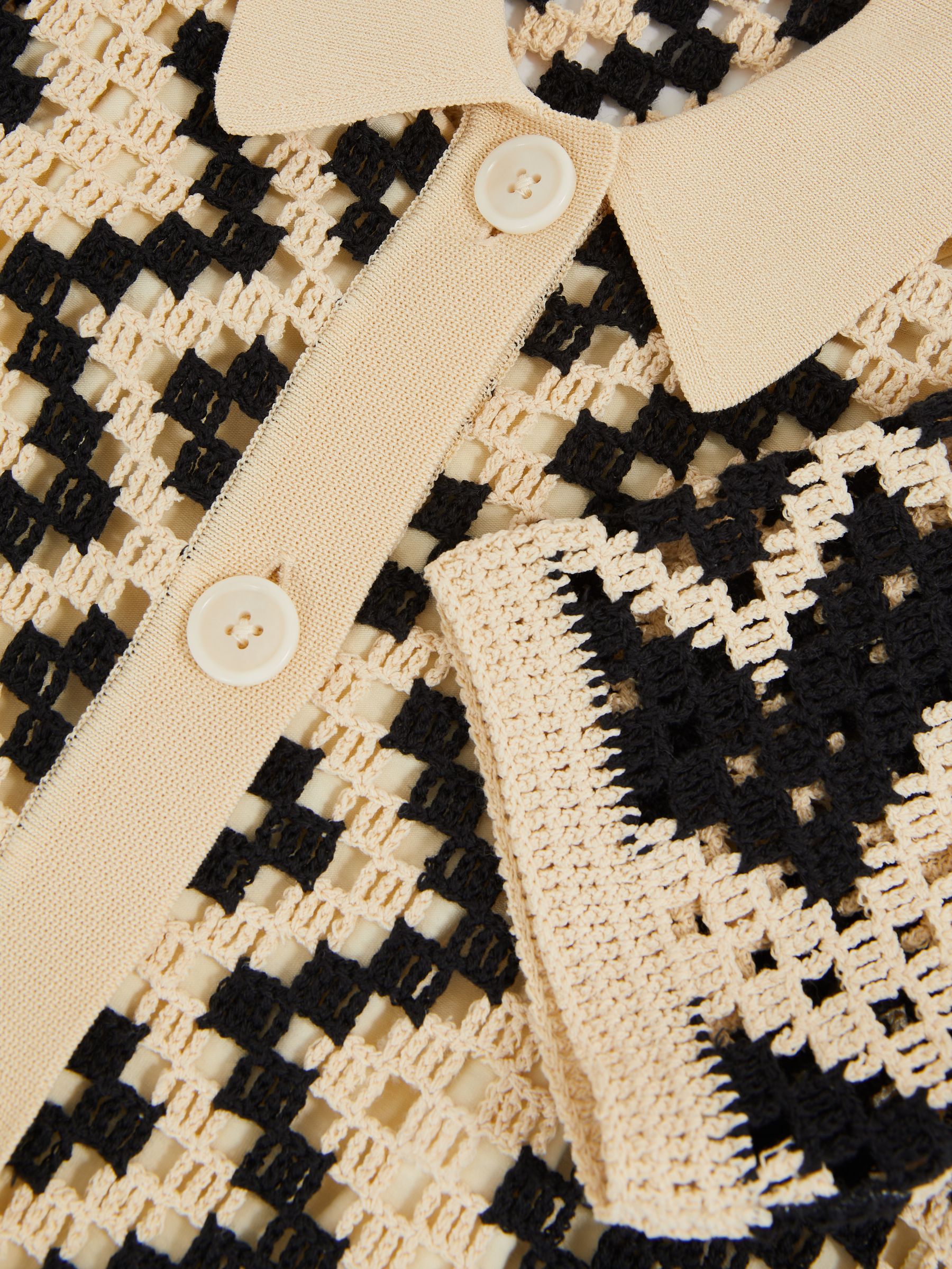 Cotton-Blend Patterned Crochet Dress in Ecru - Image 4 of 4