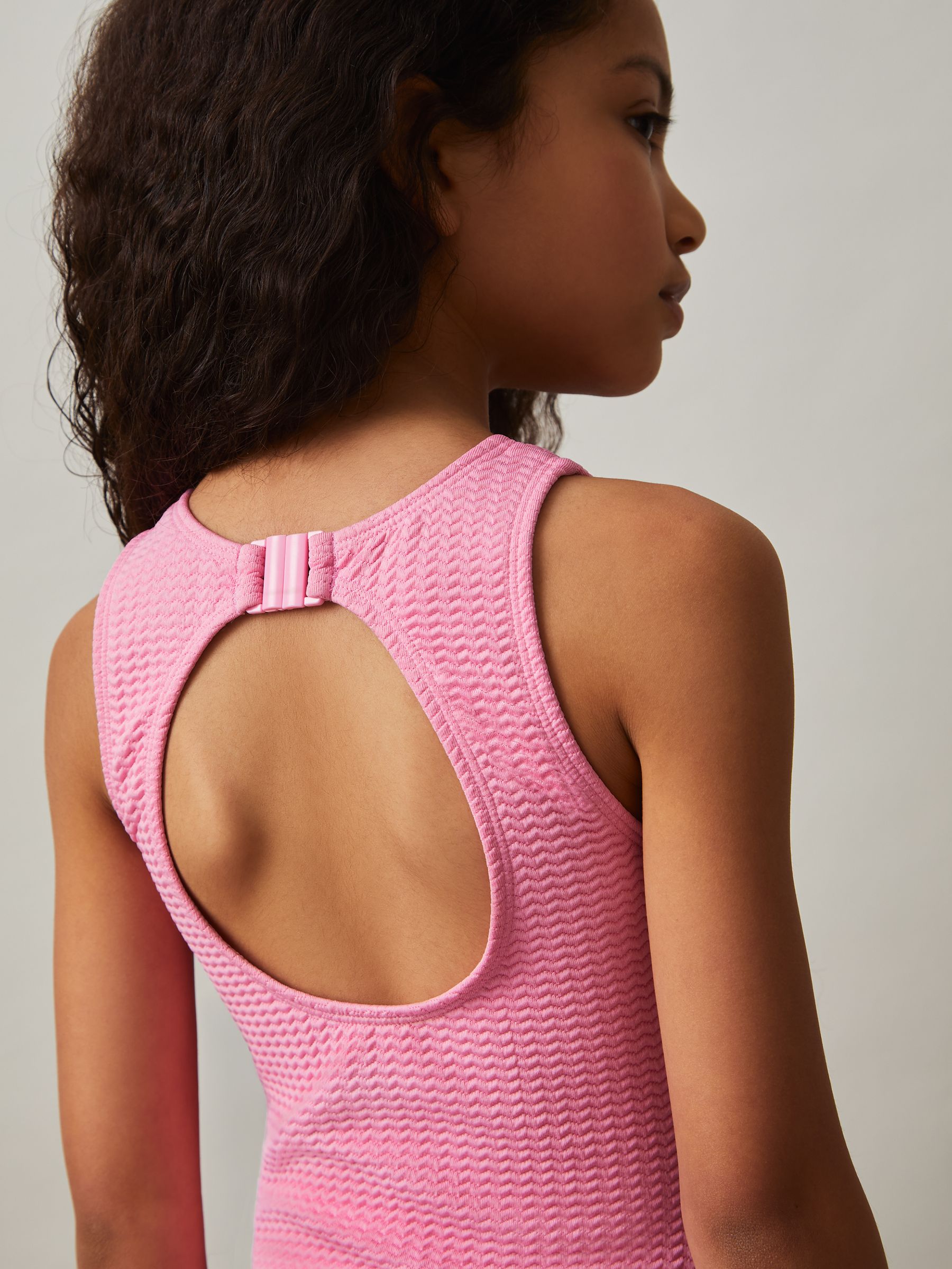4-9 yrs Textured Swimsuit in Pink - Image 4 of 5
