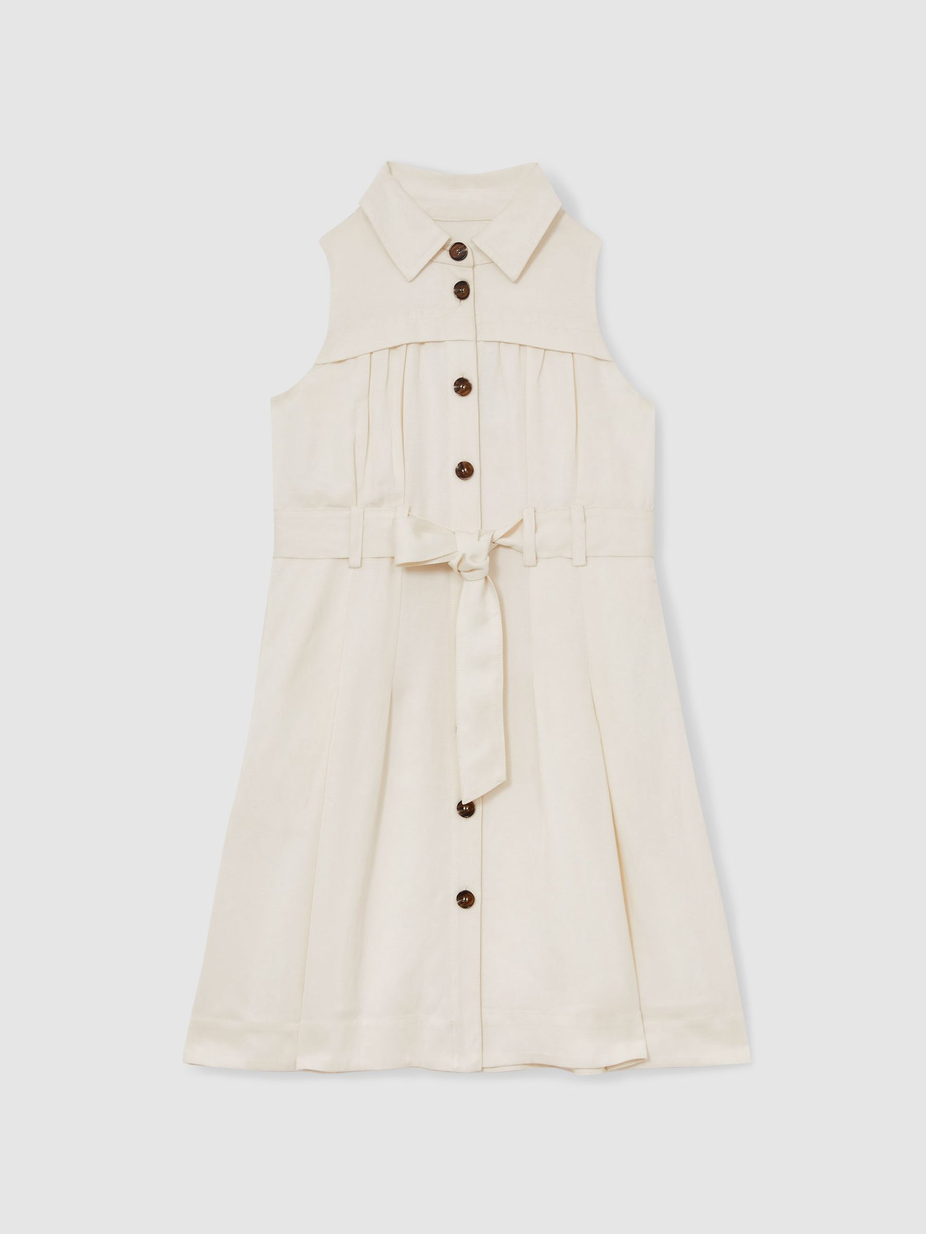 9-13 yrs Tie-Waist Collared Dress in Ivory - Image 2 of 4
