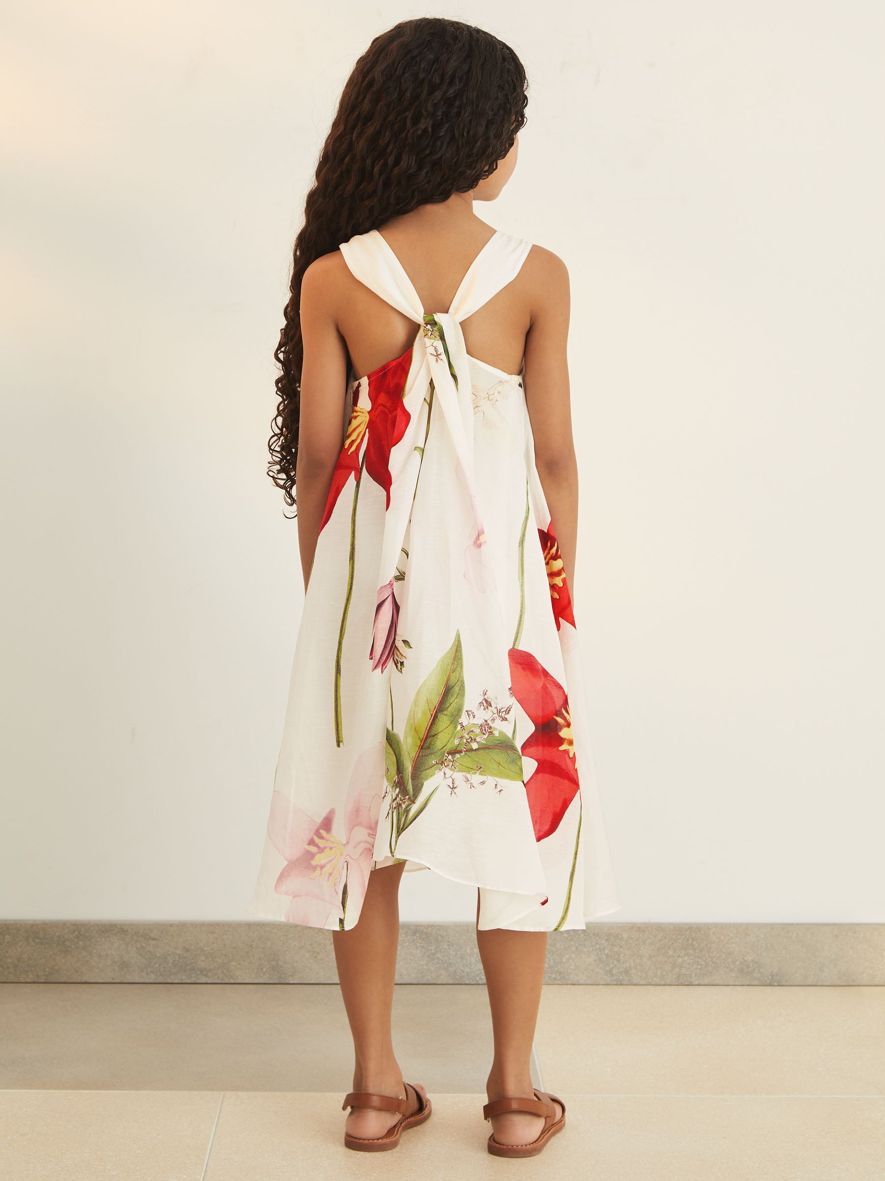9-13 yrs Reiss | NYBG Floral Maxi Dress With Linen in Ivory - Image 5 of 6