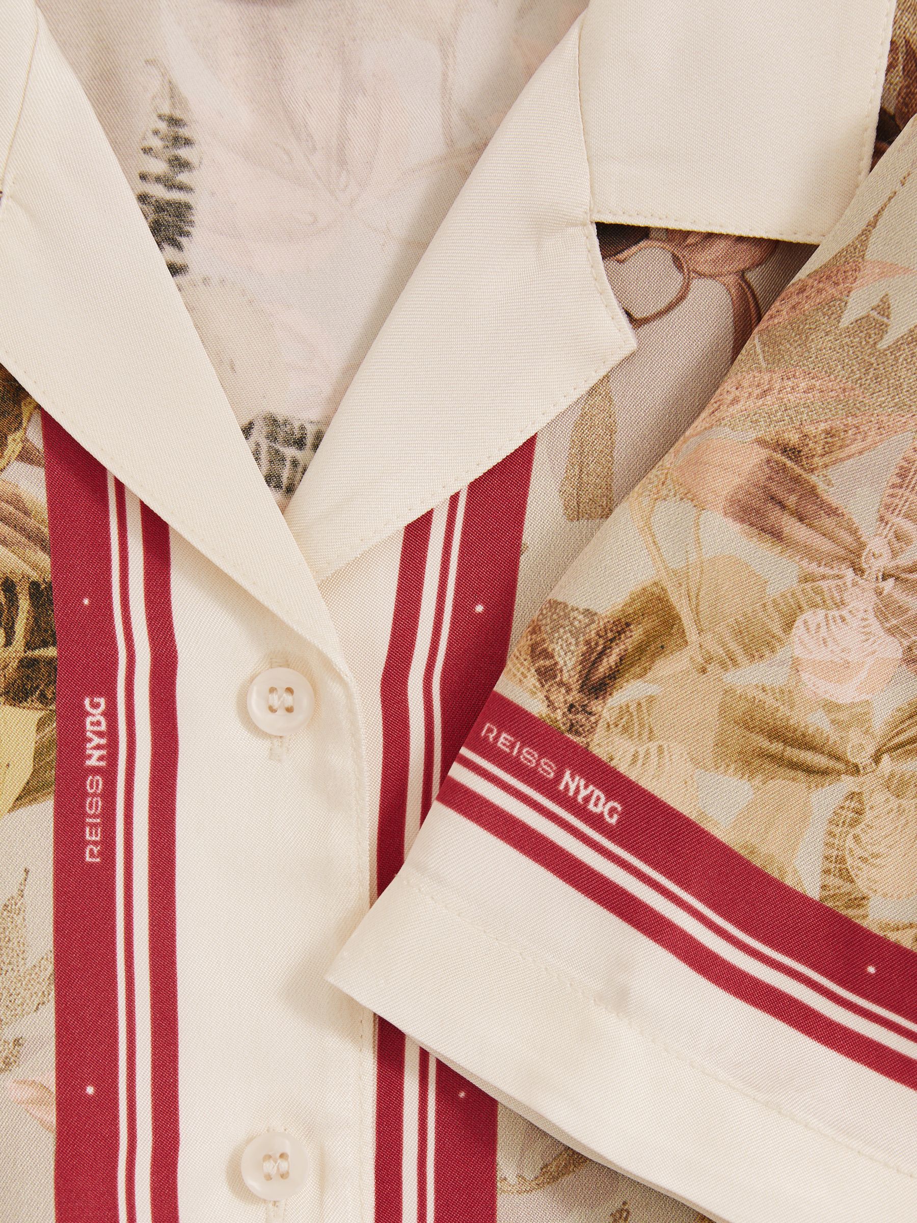 4-9 yrs Reiss | NYBG Satin Floral-Print Shirt in Khaki - Image 7 of 7
