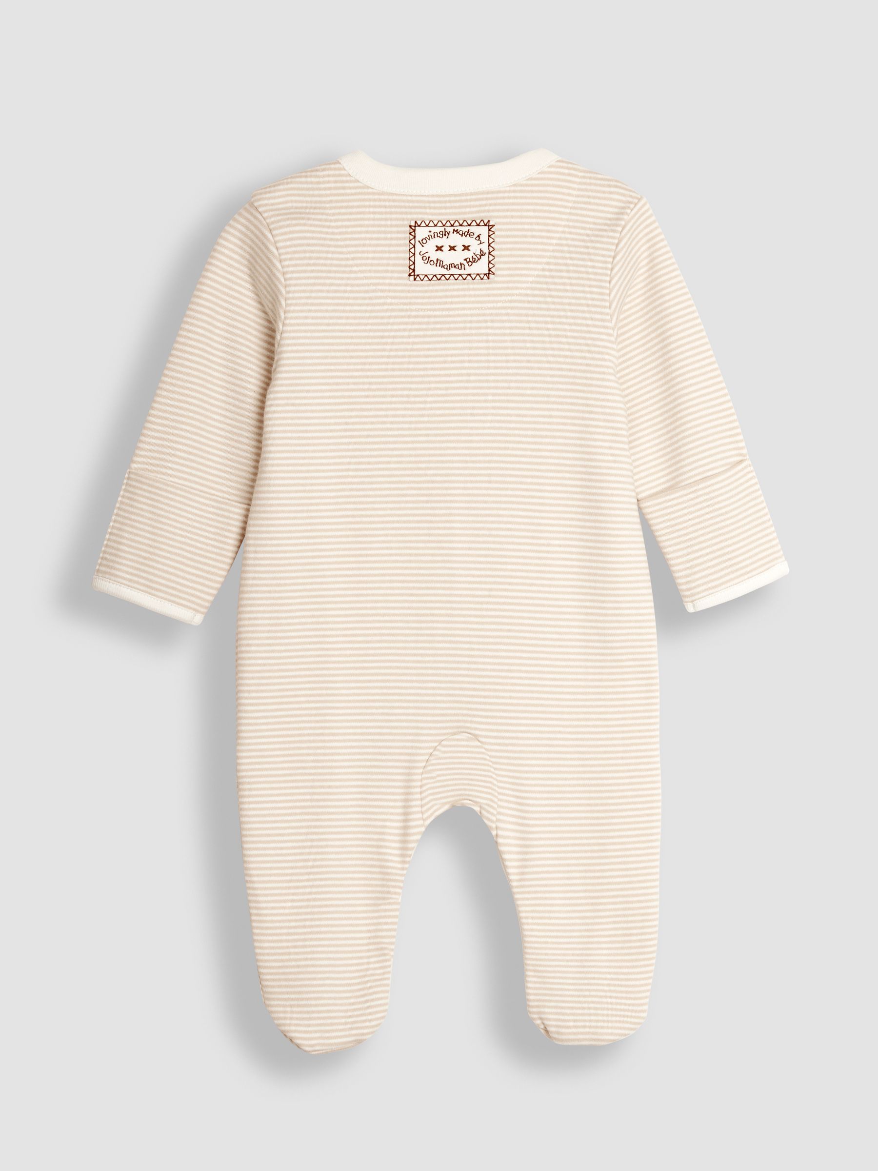 Natural 100% Organic Cotton Bear Embroidered Sleepsuit - Image 4 of 5