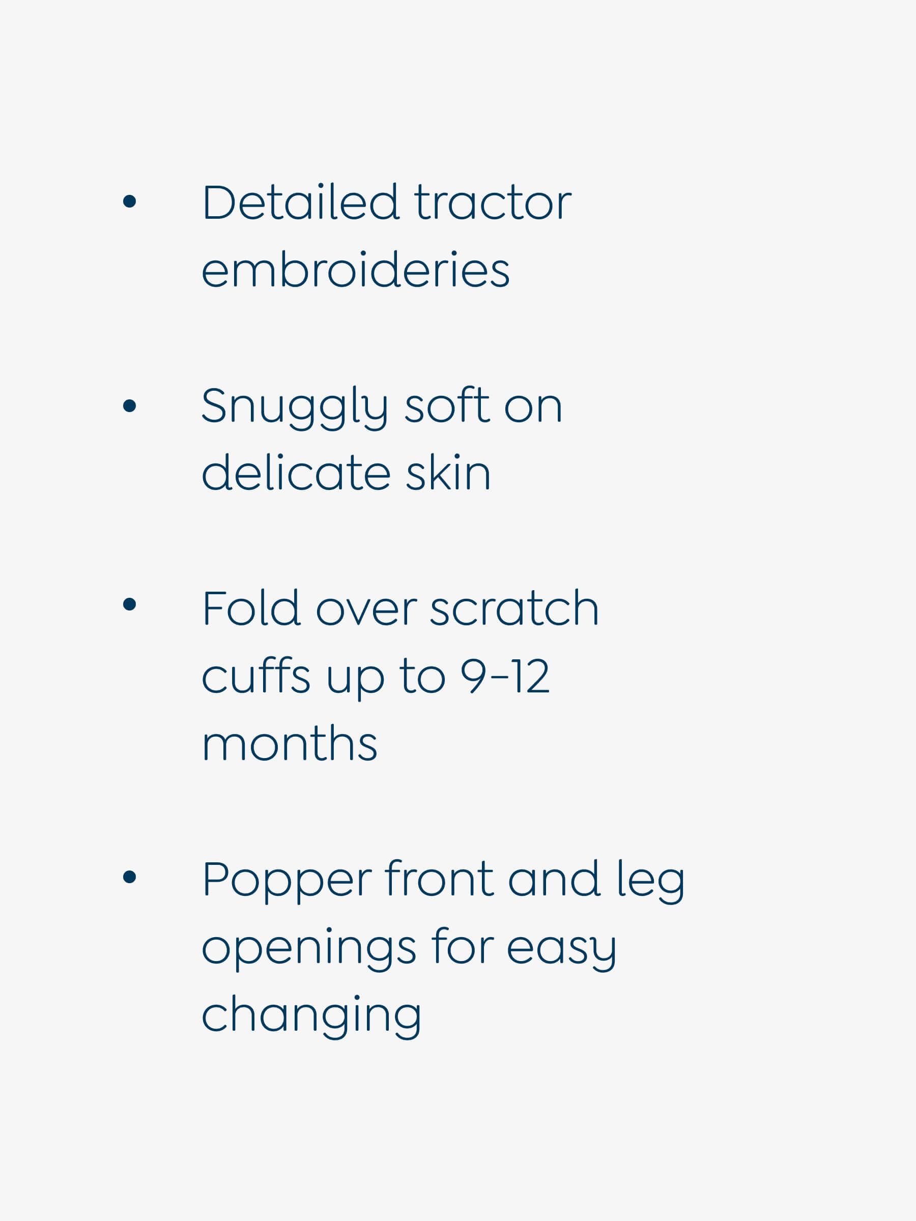 Blue Organic Cotton Tractor Embroidered Sleepsuit - Image 6 of 6