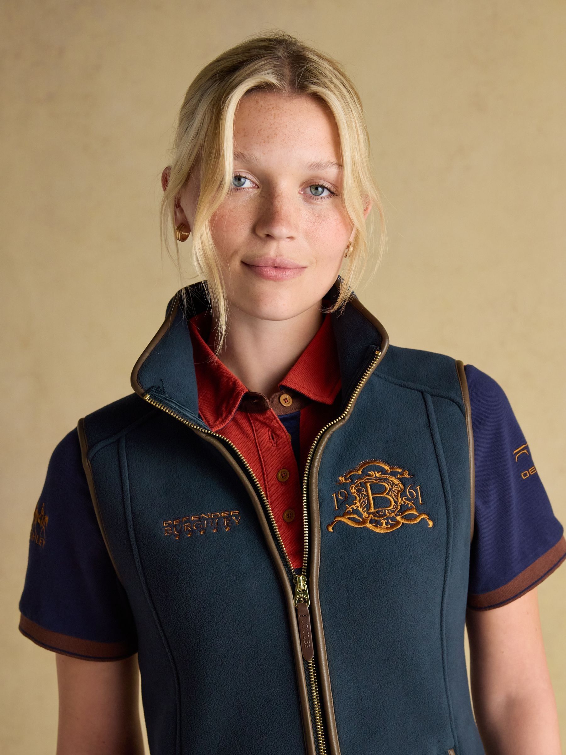 Official Burghley Navy Fleece Gilet | Joules