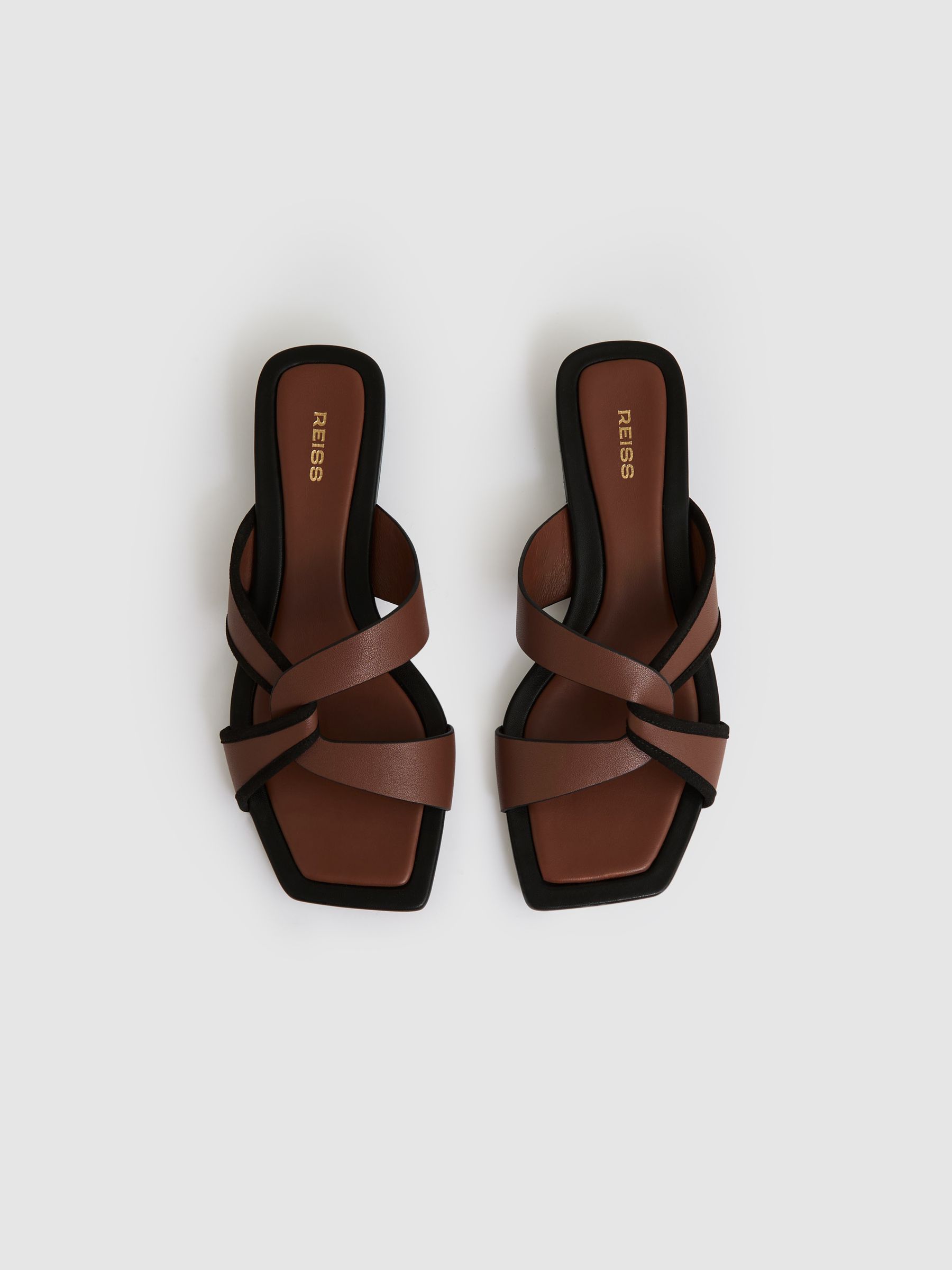 Leather Link-Strap Slip-On Sandals in Tan - Image 4 of 5
