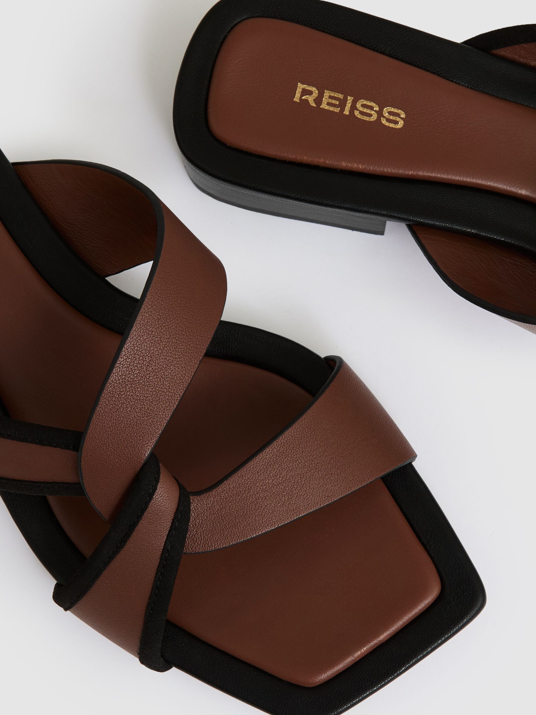 Leather Link-Strap Slip-On Sandals in Tan - image 4