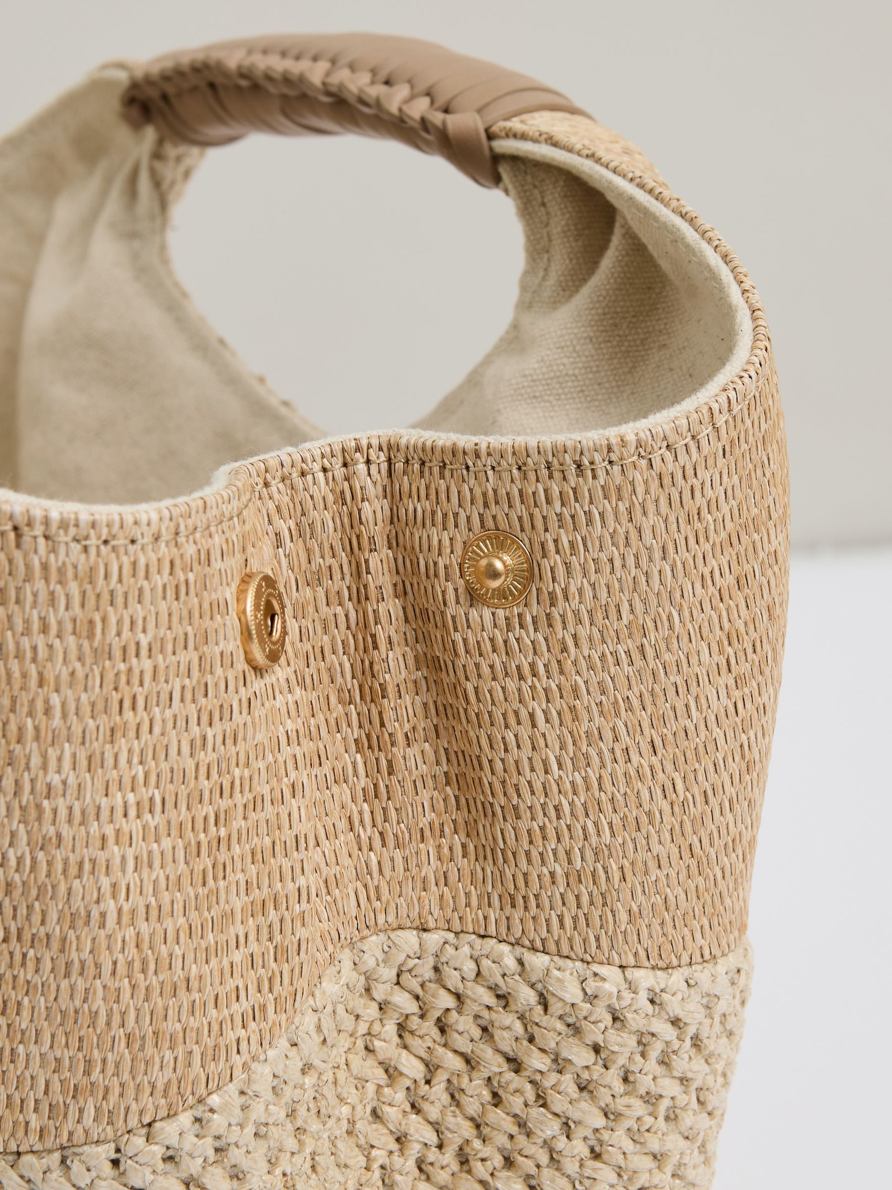 Raffia Patchwork Clutch Bag in Natural - Image 5 of 5