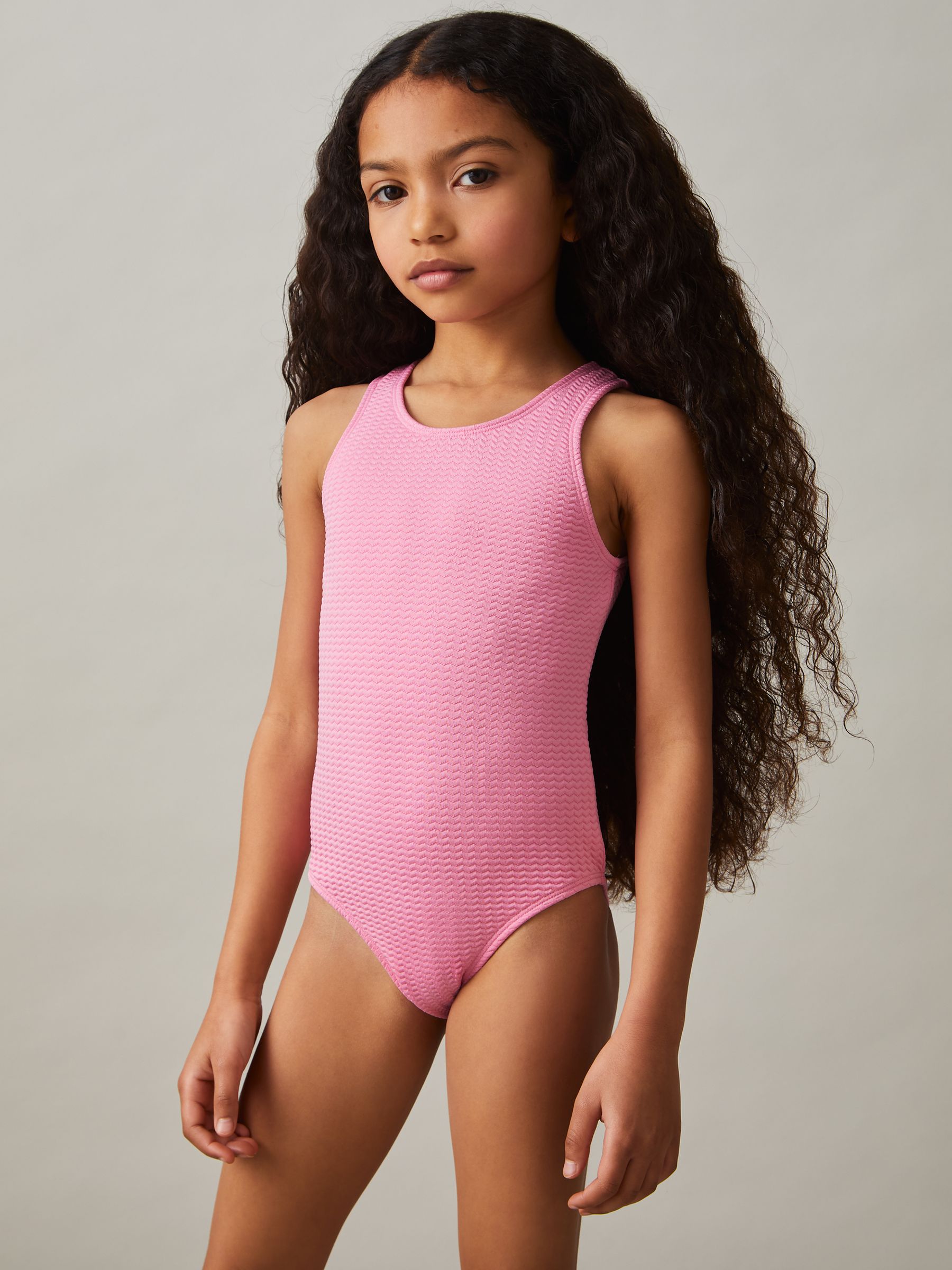 13-14 yrs Textured Swimsuit in Pink - Image 2 of 5