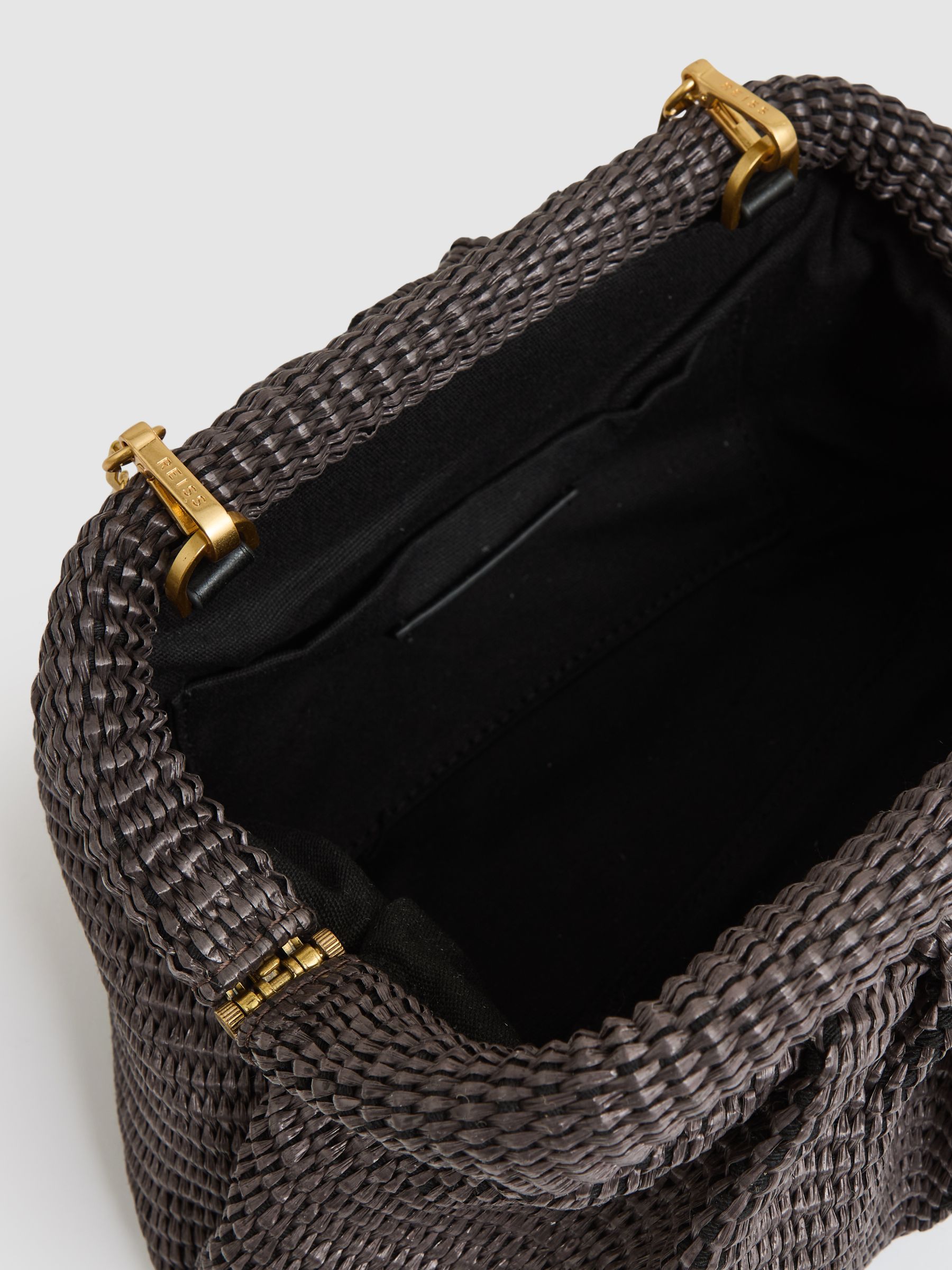 Raffia Clutch Bag in Chocolate - Image 3 of 5