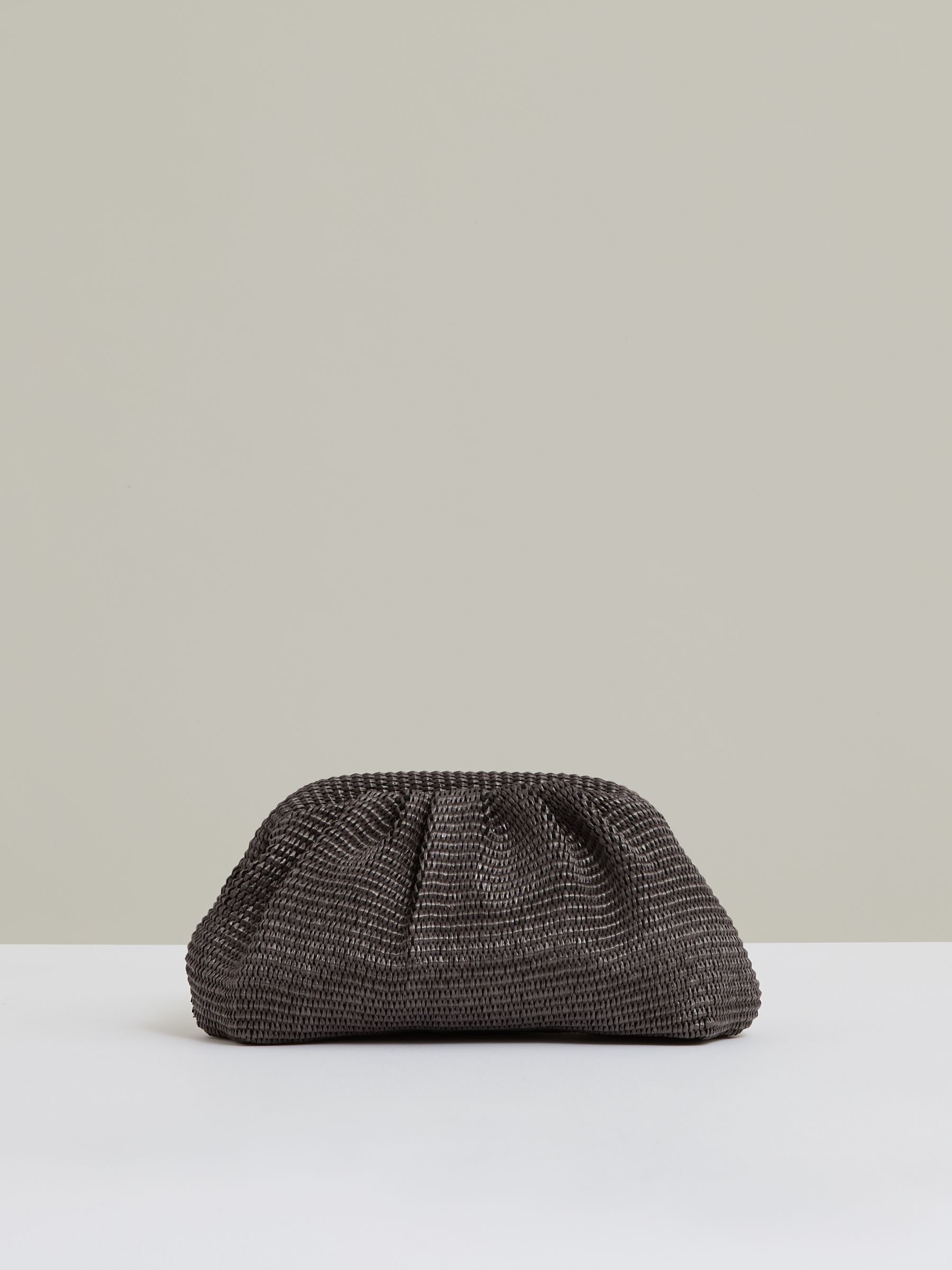 Raffia Clutch Bag in Chocolate - Image 4 of 5