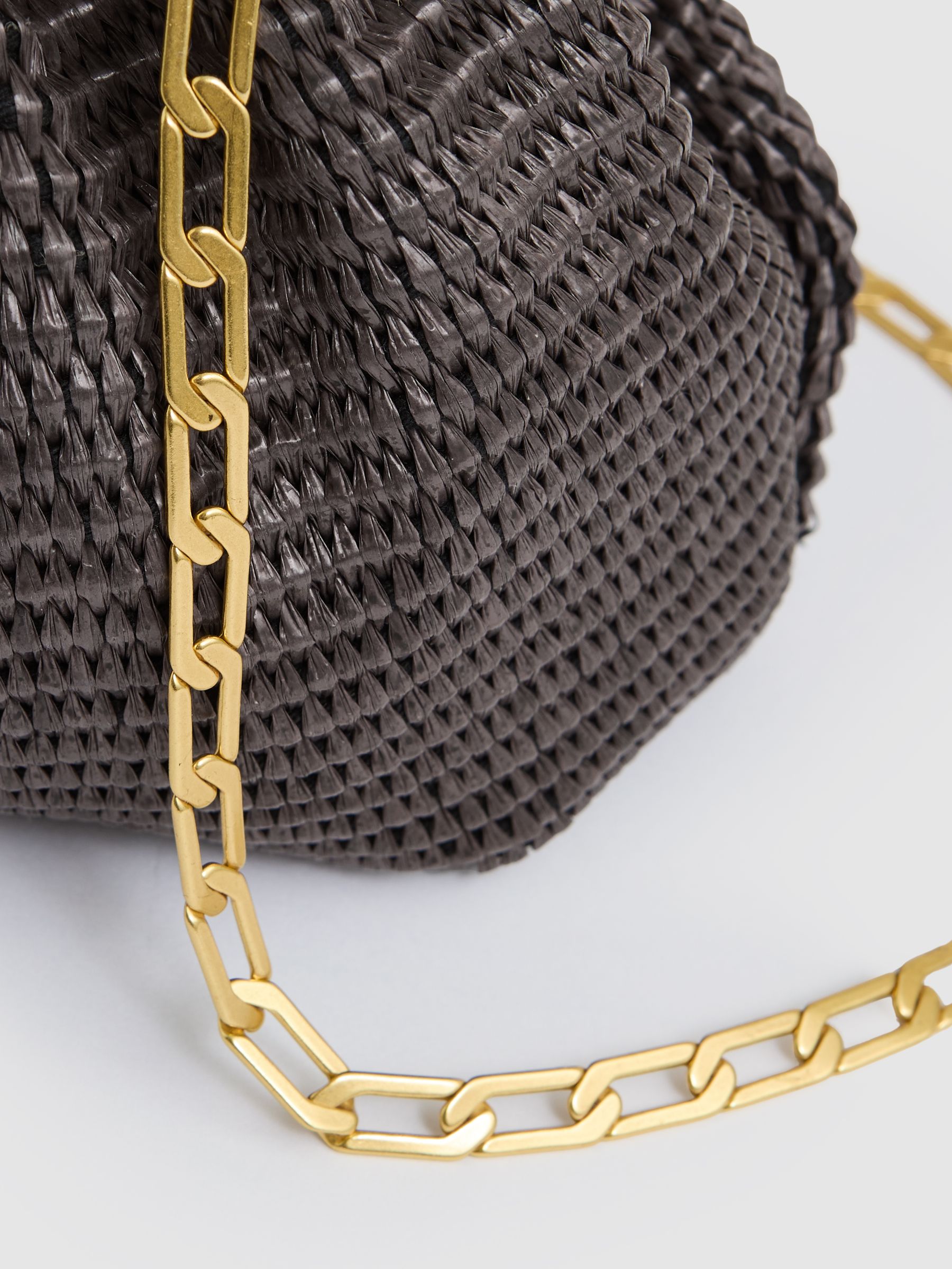 Raffia Clutch Bag in Chocolate - Image 5 of 5