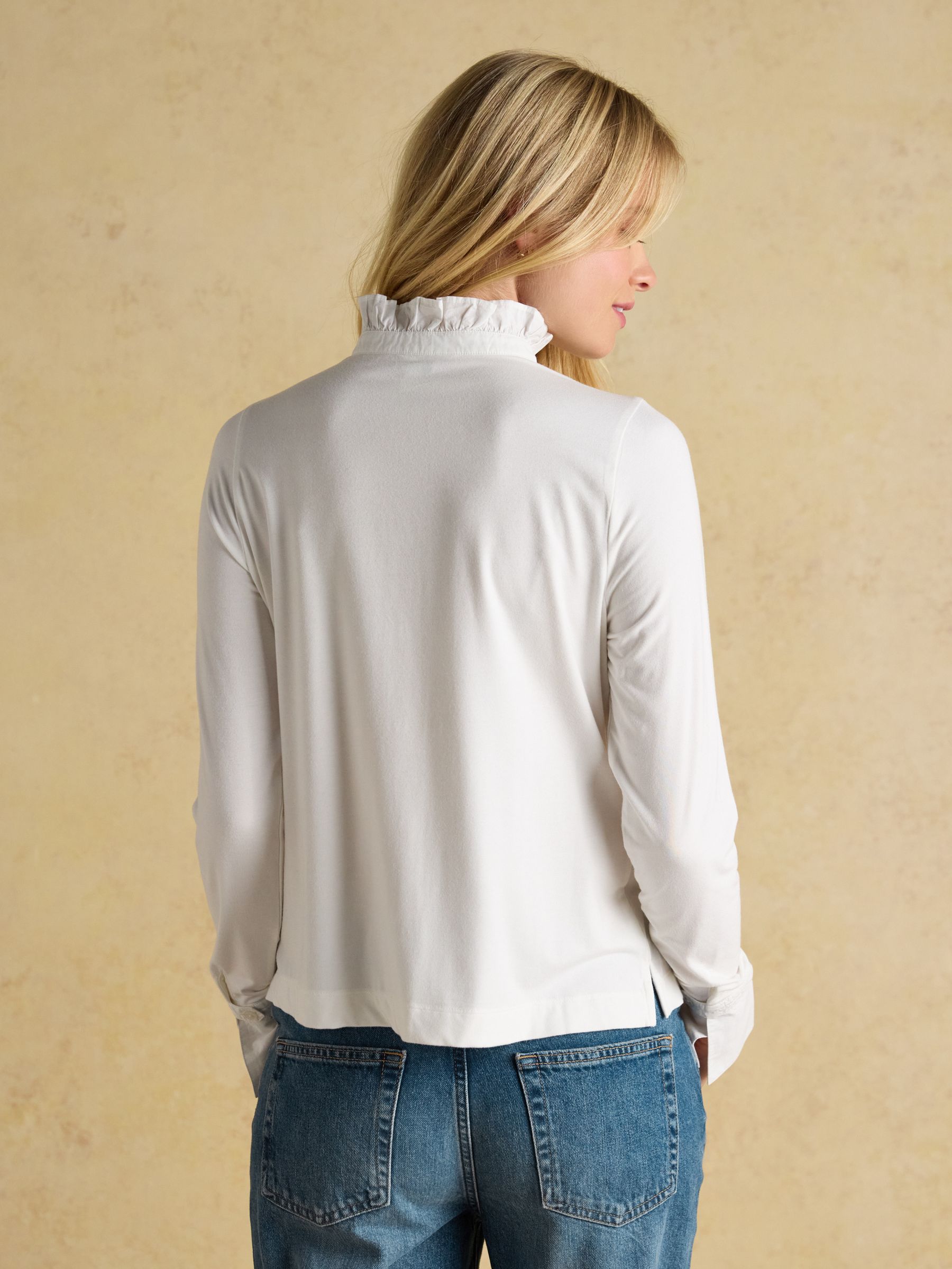 Felicity White Lace Insert Long Sleeve Jersey Shirt - Image 2 of 8